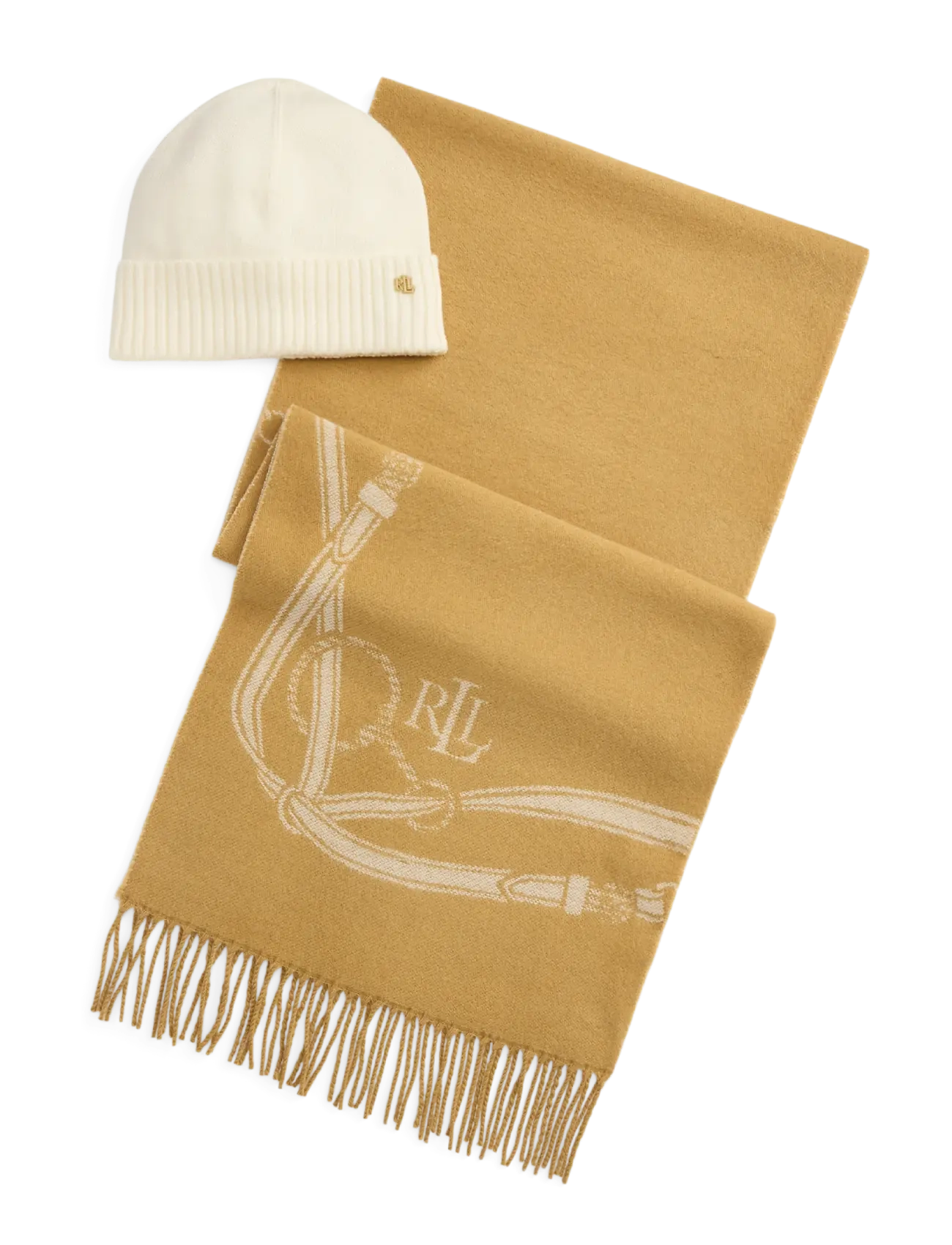 Lauren Ralph Lauren Belting-Motif Scarf & Beanie Gift Set - Neuheiten - LAUREN CAMEL / beige