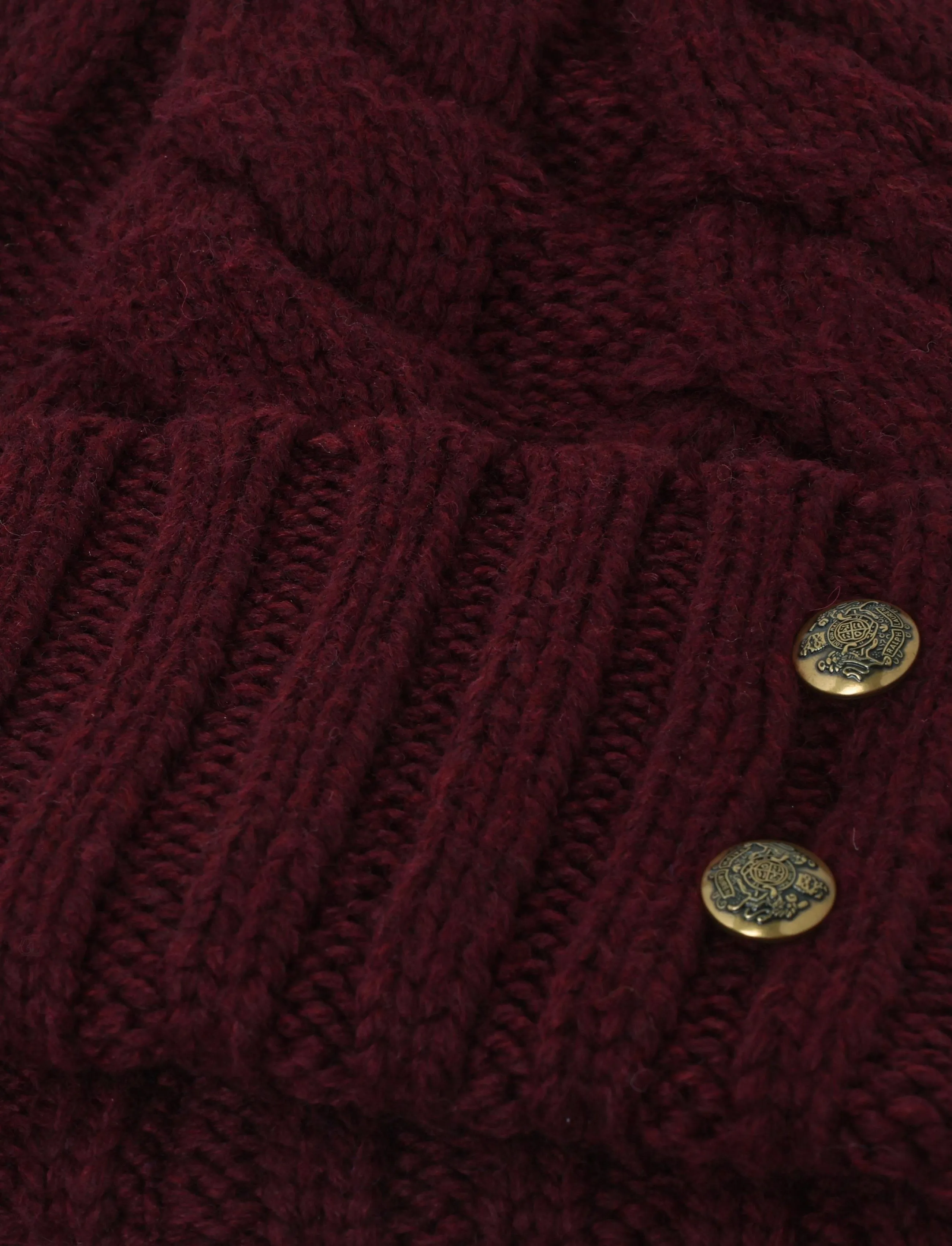 Lauren Ralph Lauren - Cable-Knit Beanie & Mittens Set - mittens - dark garnet - 2