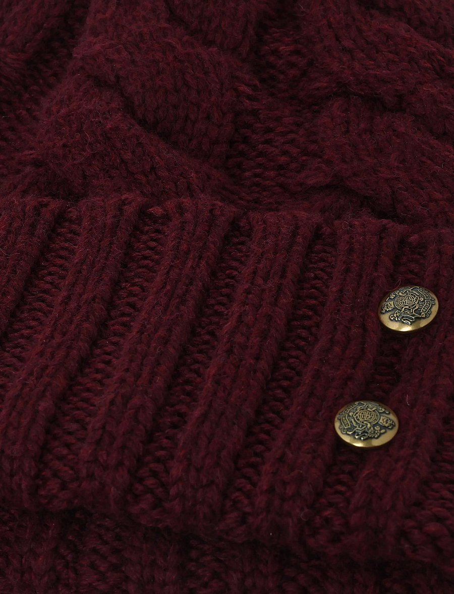Lauren Ralph Lauren - Cable-Knit Beanie & Mittens Set - lapaset - dark garnet - 2