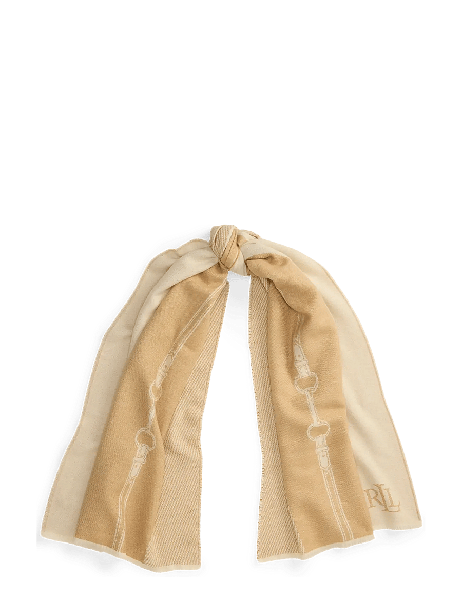 Lauren Ralph Lauren - Belting-Motif Jacquard Wrap Scarf - halsdukar - cream/camel - 0