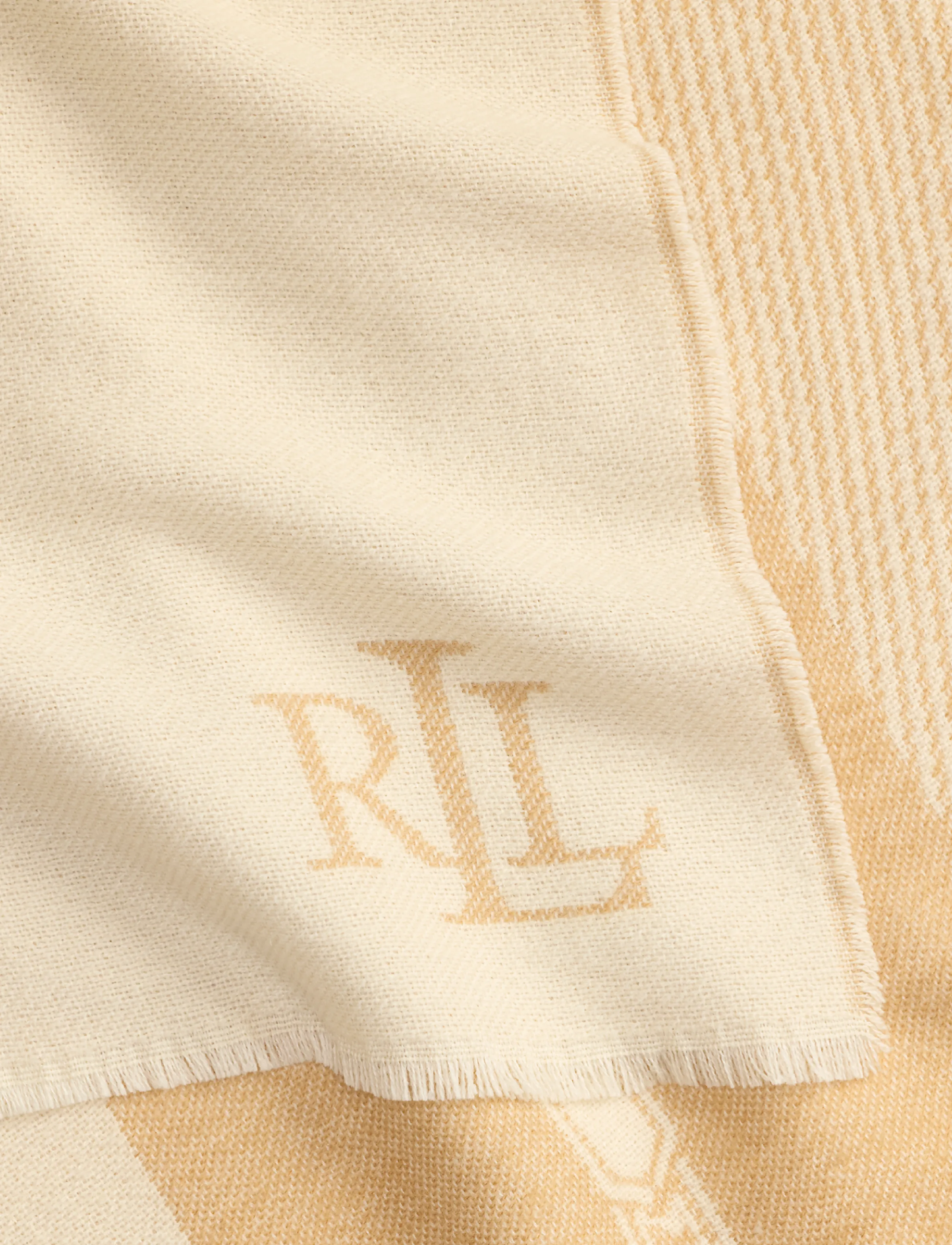 Lauren Ralph Lauren - Belting-Motif Jacquard Wrap Scarf - halsdukar - cream/camel - 3