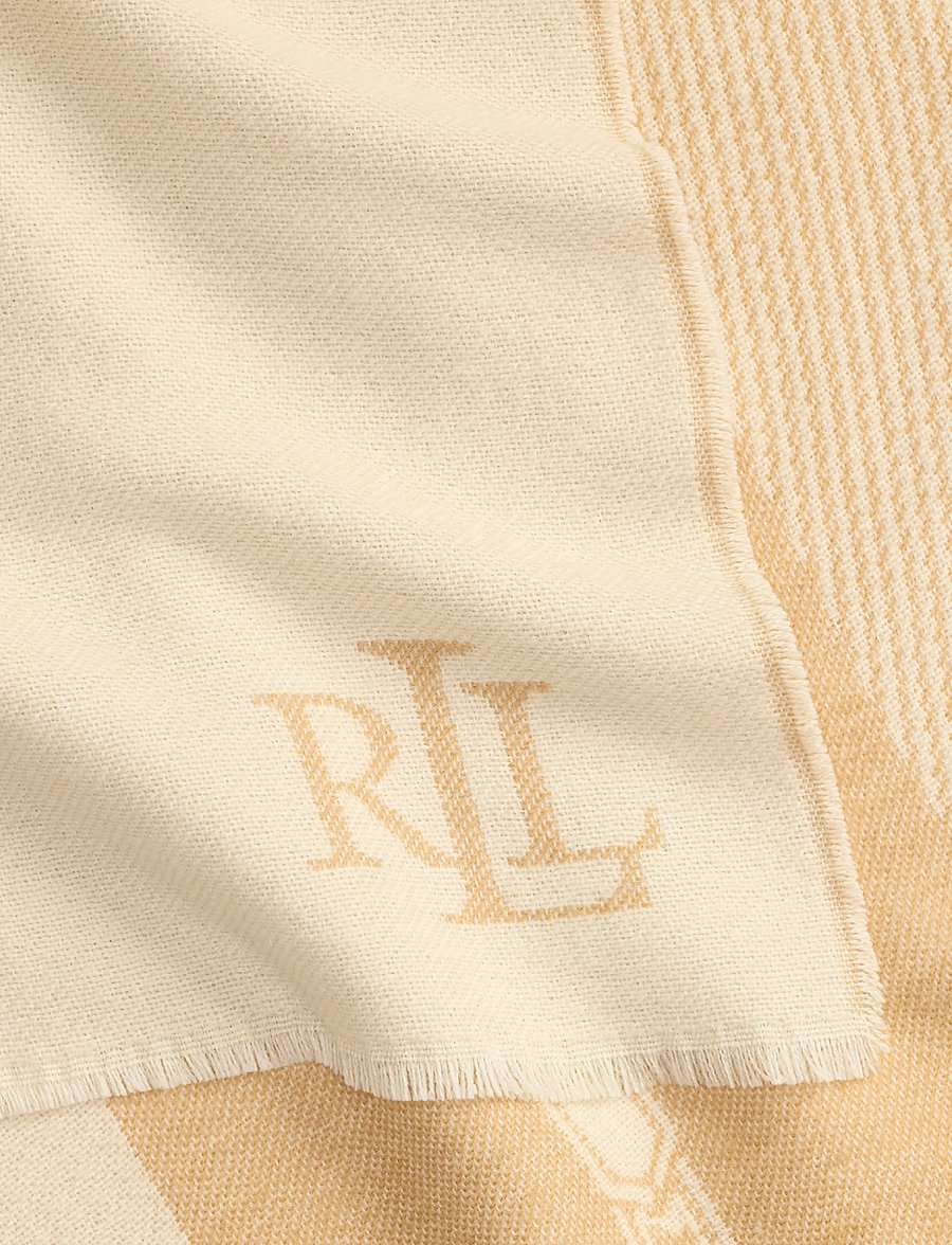 Lauren Ralph Lauren - Belting-Motif Jacquard Wrap Scarf - halsdukar - cream/camel - 3
