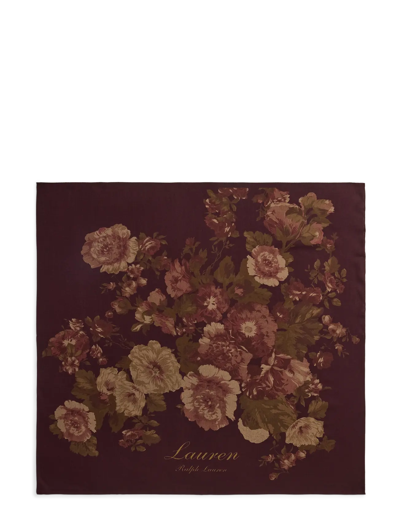 Lauren Ralph Lauren - Floral Wool Square Scarf - dark garnet - 1