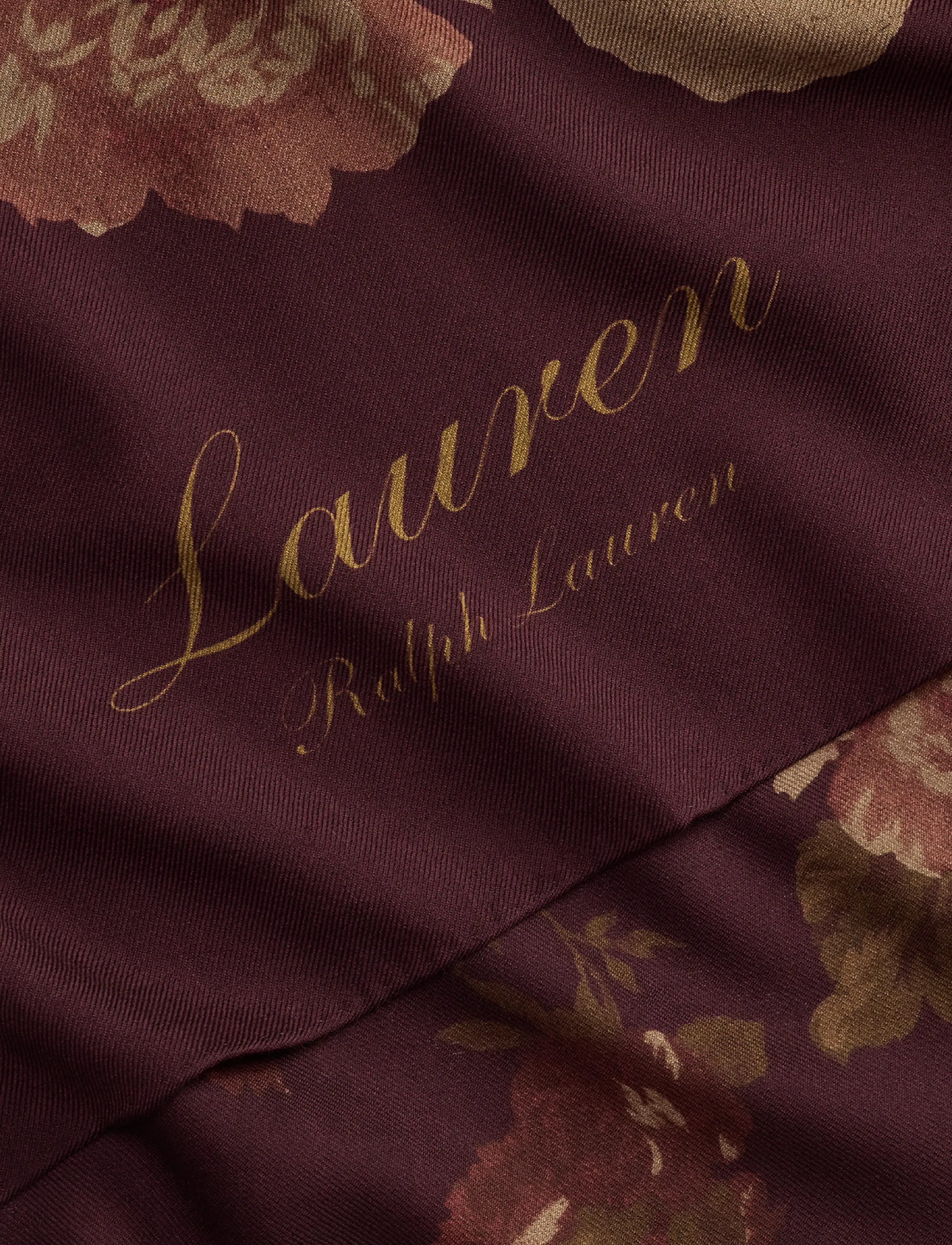 Lauren Ralph Lauren - Floral Wool Square Scarf - dark garnet - 2