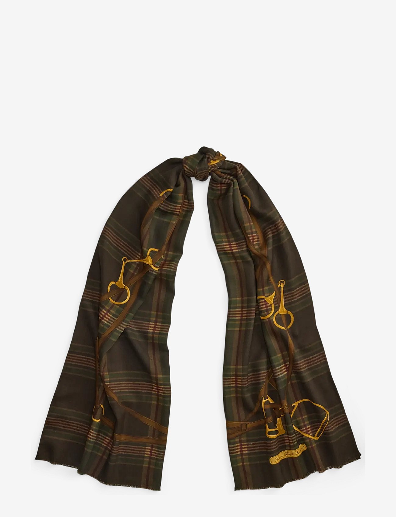 Lauren Ralph Lauren Plaid & Belting-Print Wool Wrap Scarf - Brown - ONE SIZE