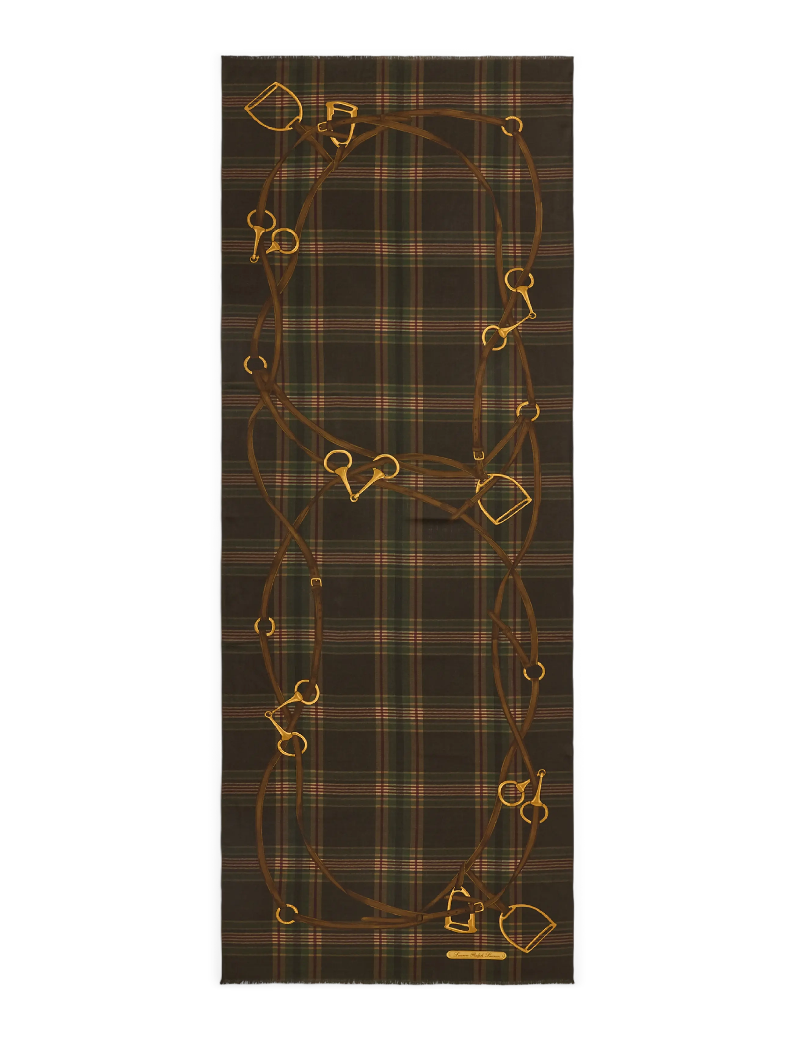 Lauren Ralph Lauren - Plaid & Belting-Print Wool Wrap Scarf - brown - 1
