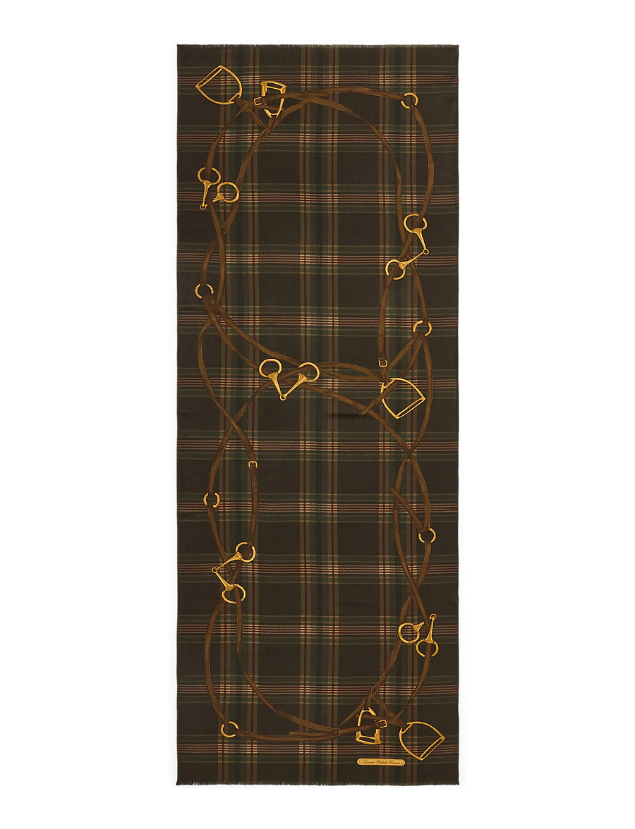 Lauren Ralph Lauren - Plaid & Belting-Print Wool Wrap Scarf - everyday style - brown - 1