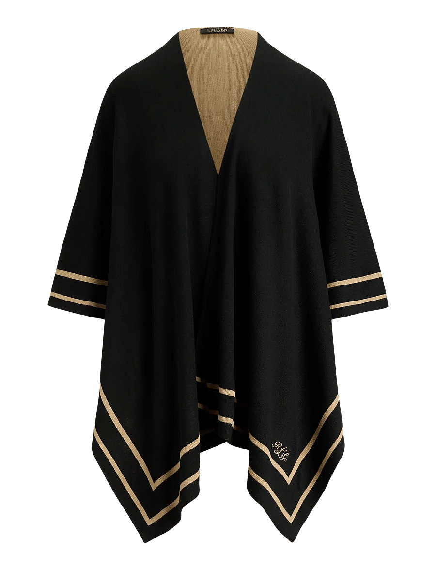 Lauren Ralph Lauren - Two-Tone Ruana - ponchos & capes - black/camel - 1