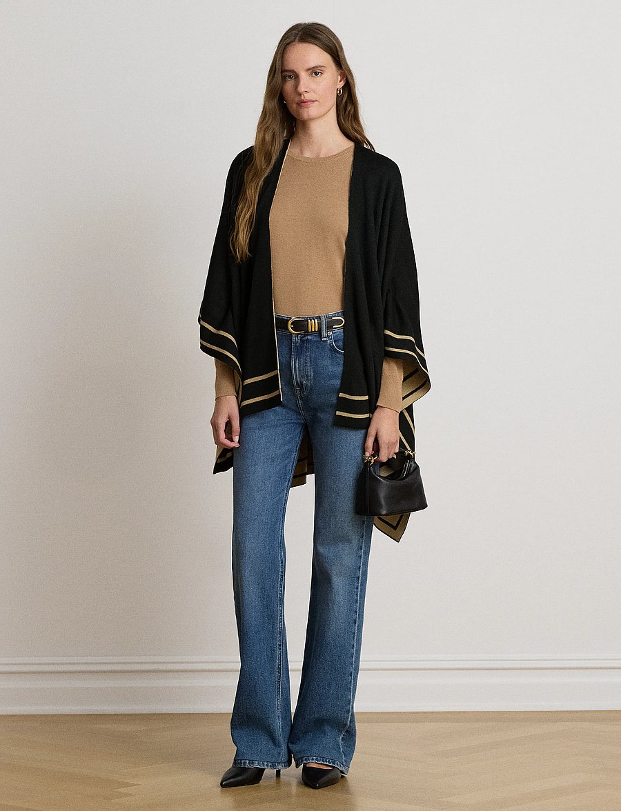Lauren Ralph Lauren - Two-Tone Ruana - ponchos & capes - black/camel - 0