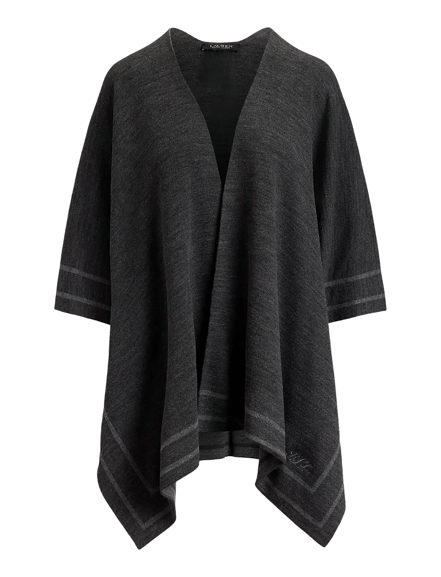 Lauren Ralph Lauren - Two-Tone Ruana - ponchos & capes - charcoal/grey - 1