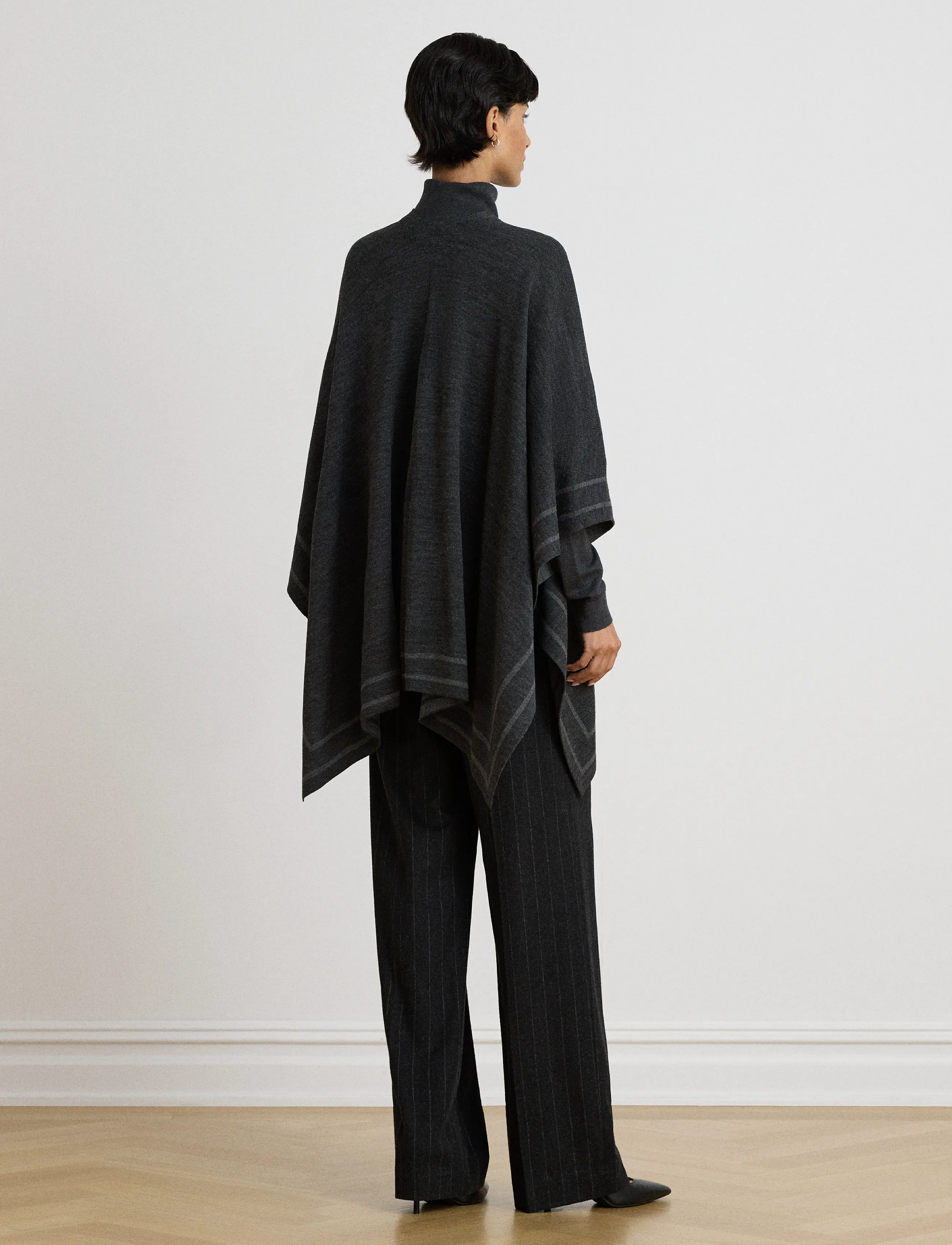 Lauren Ralph Lauren - Two-Tone Ruana - ponchos & capes - charcoal/grey - 2