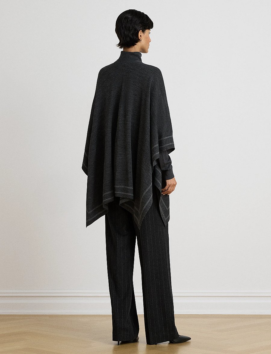 Lauren Ralph Lauren - Two-Tone Ruana - ponchos & capes - charcoal/grey - 2