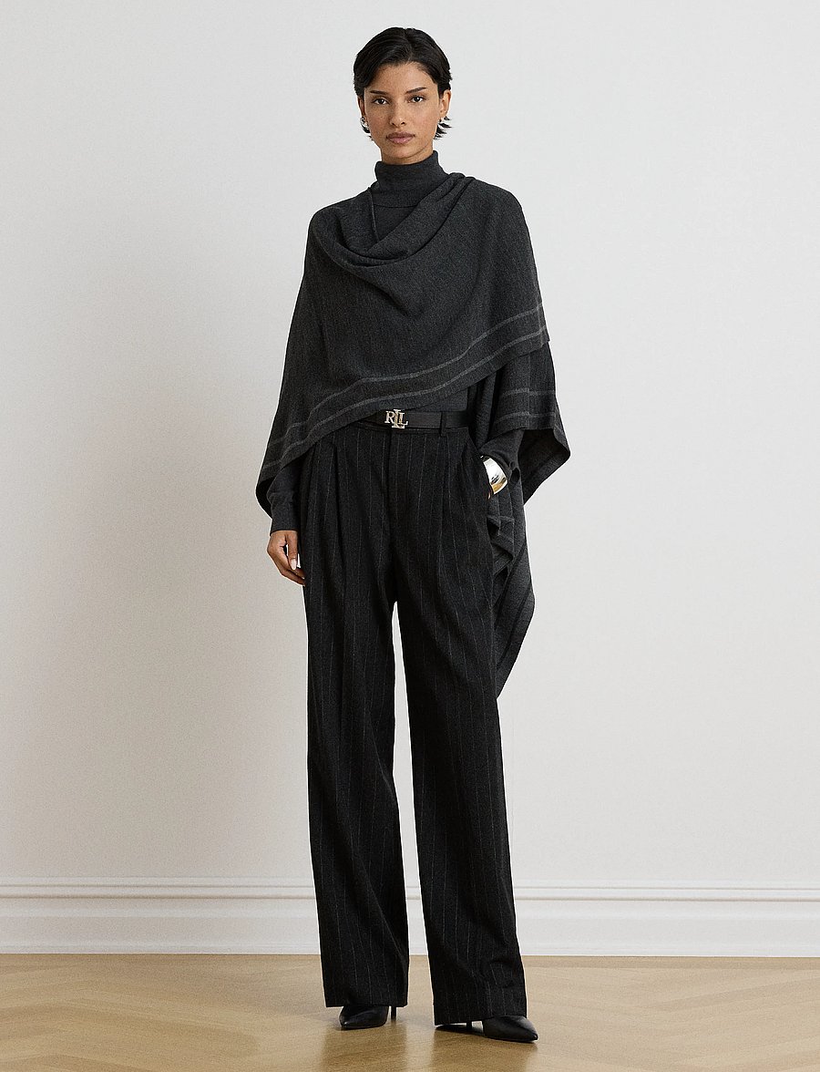 Lauren Ralph Lauren - Two-Tone Ruana - ponchos & capes - charcoal/grey - 3