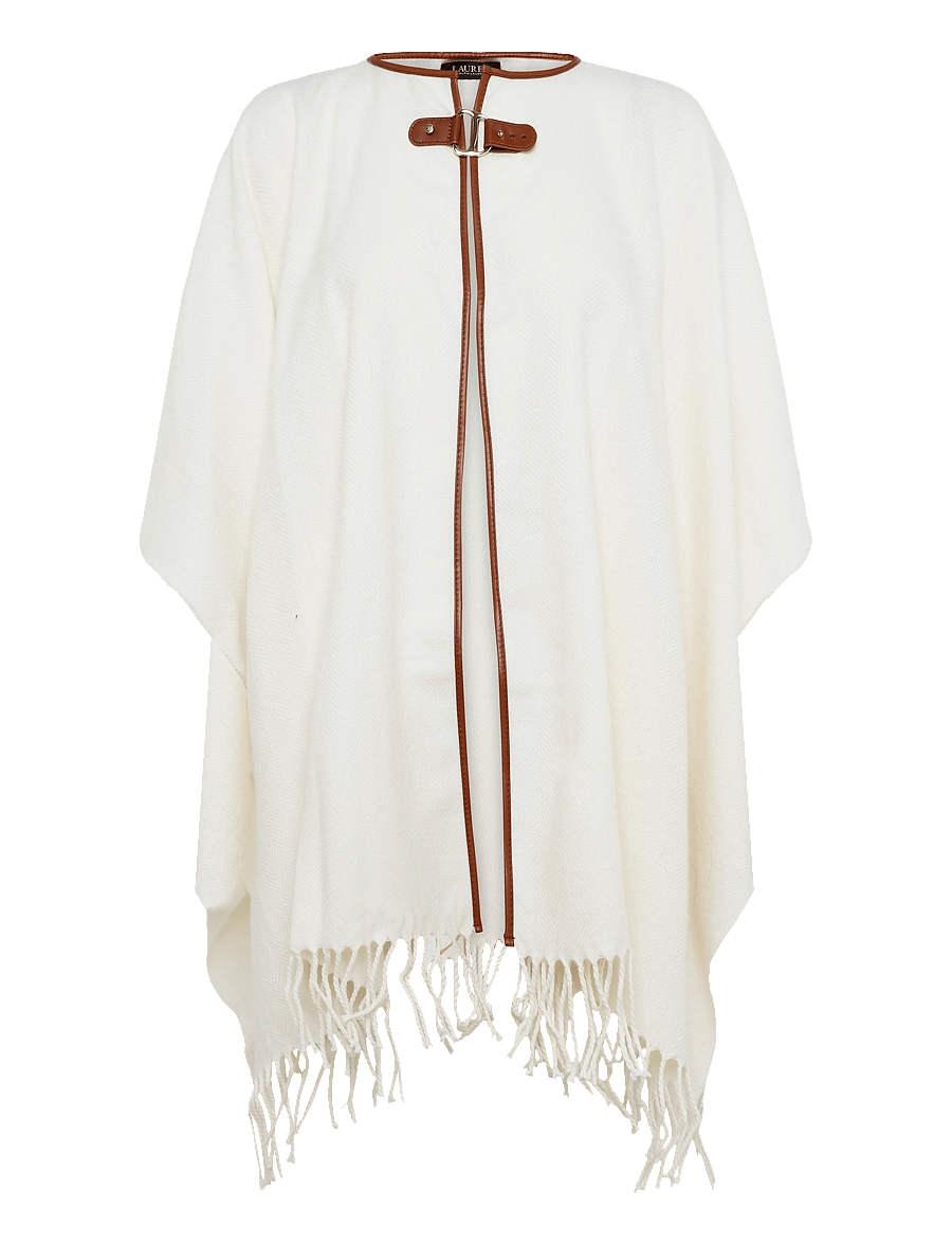 Lauren Ralph Lauren - Buckle-Trim Herringbone Ruana - ponchoer & kapper - cream - 1