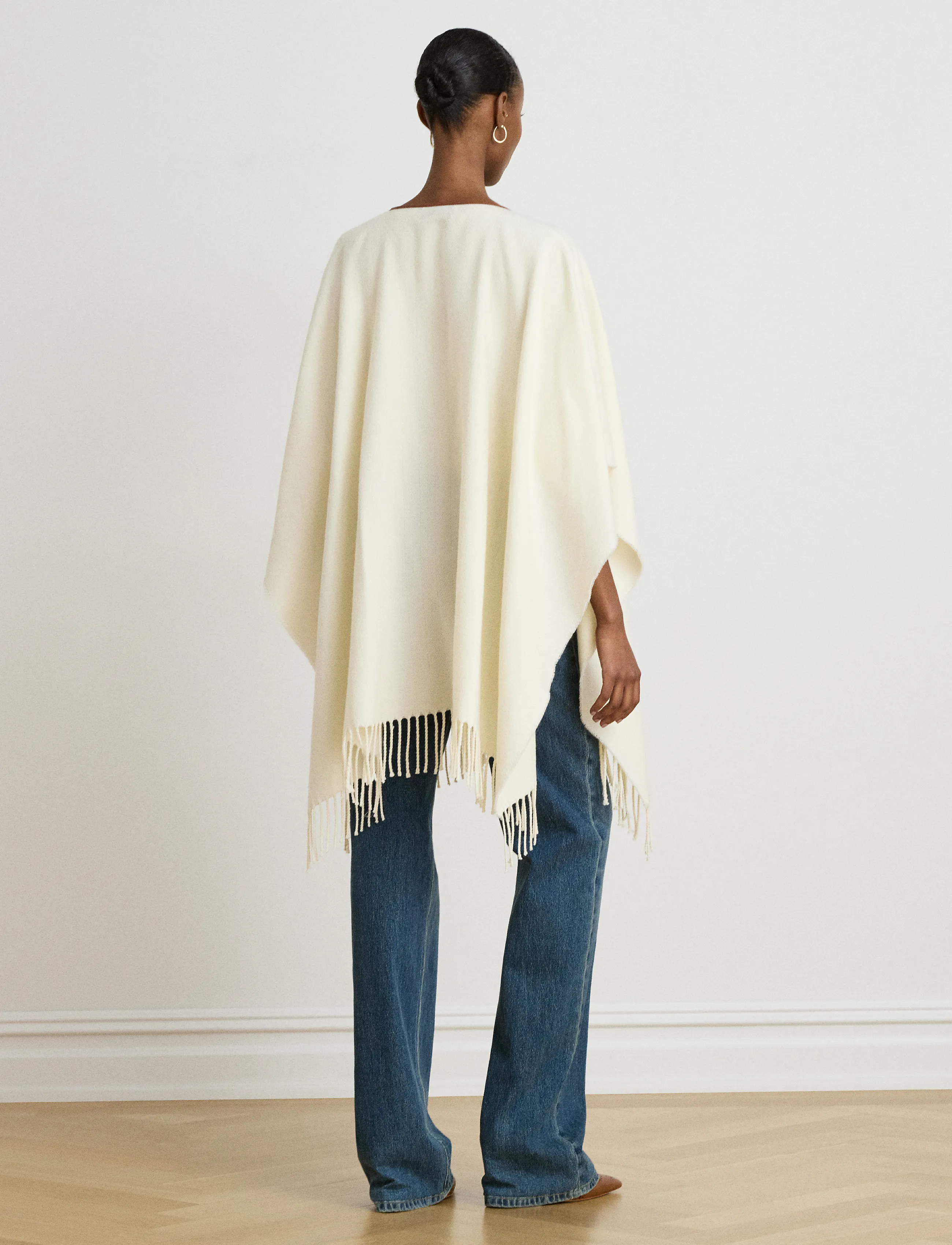 Lauren Ralph Lauren - Buckle-Trim Herringbone Ruana - ponchoer & kapper - cream - 3