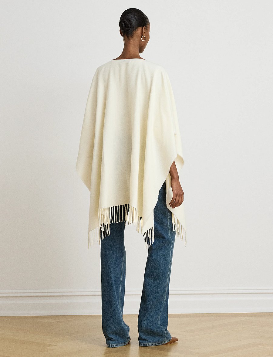 Lauren Ralph Lauren - Buckle-Trim Herringbone Ruana - ponchoer & kapper - cream - 3