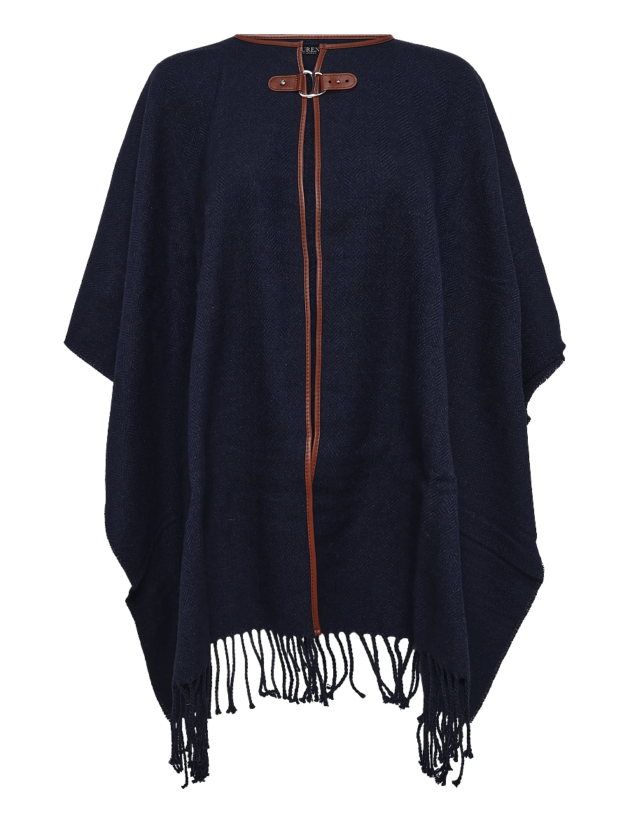 Lauren Ralph Lauren - Buckle-Trim Herringbone Ruana - ponchoer & kapper - navy - 1