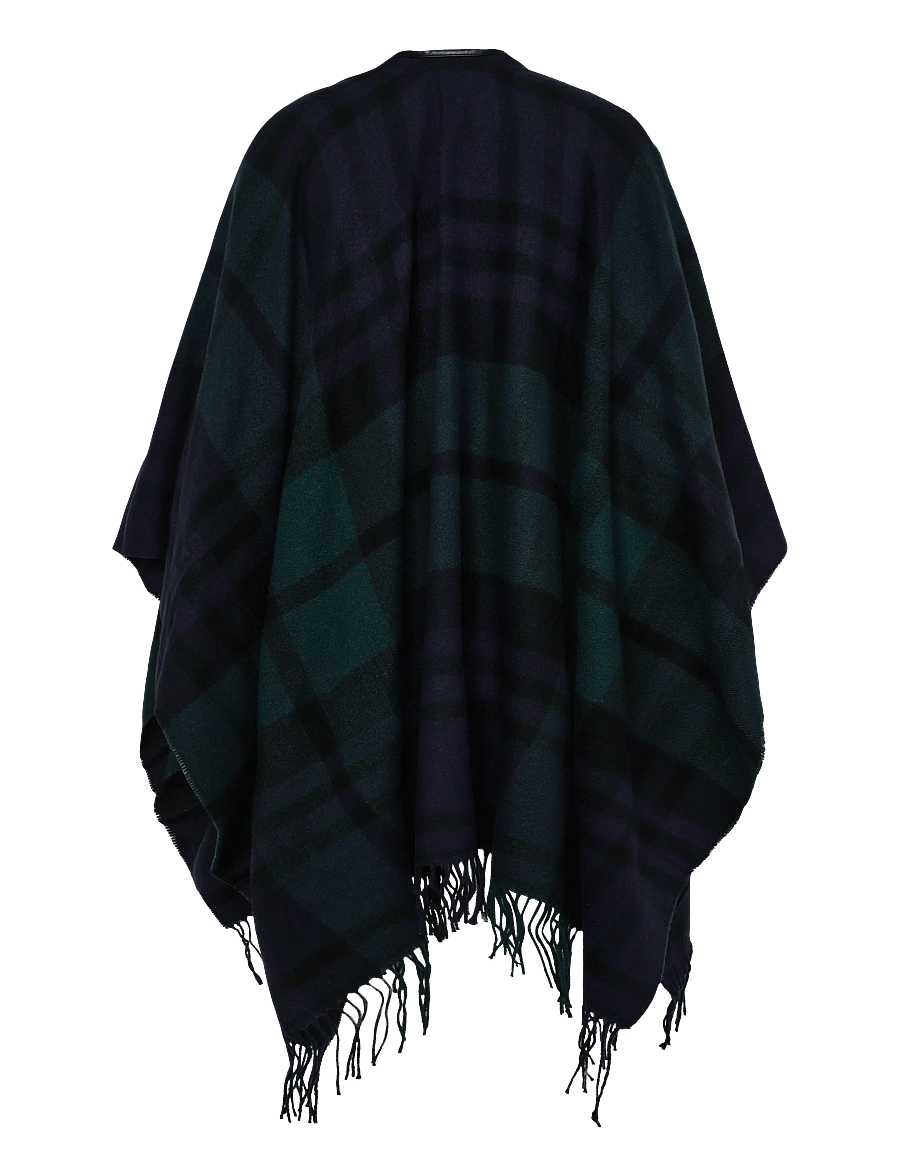 Lauren Ralph Lauren - Plaid Fringe-Trim Ruana - ponchos et capes - navy/green - 3