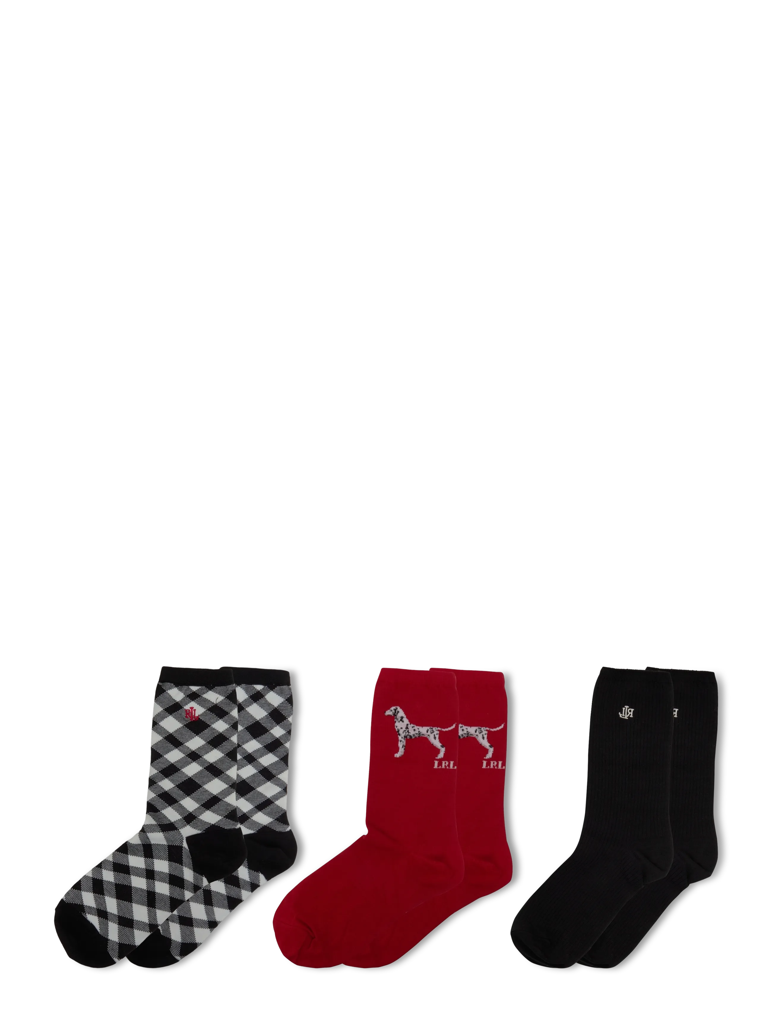 Lauren Ralph Lauren - Patterned Cotton-Blend Crew Sock 3-Pack - normale socken - red/ black - 1