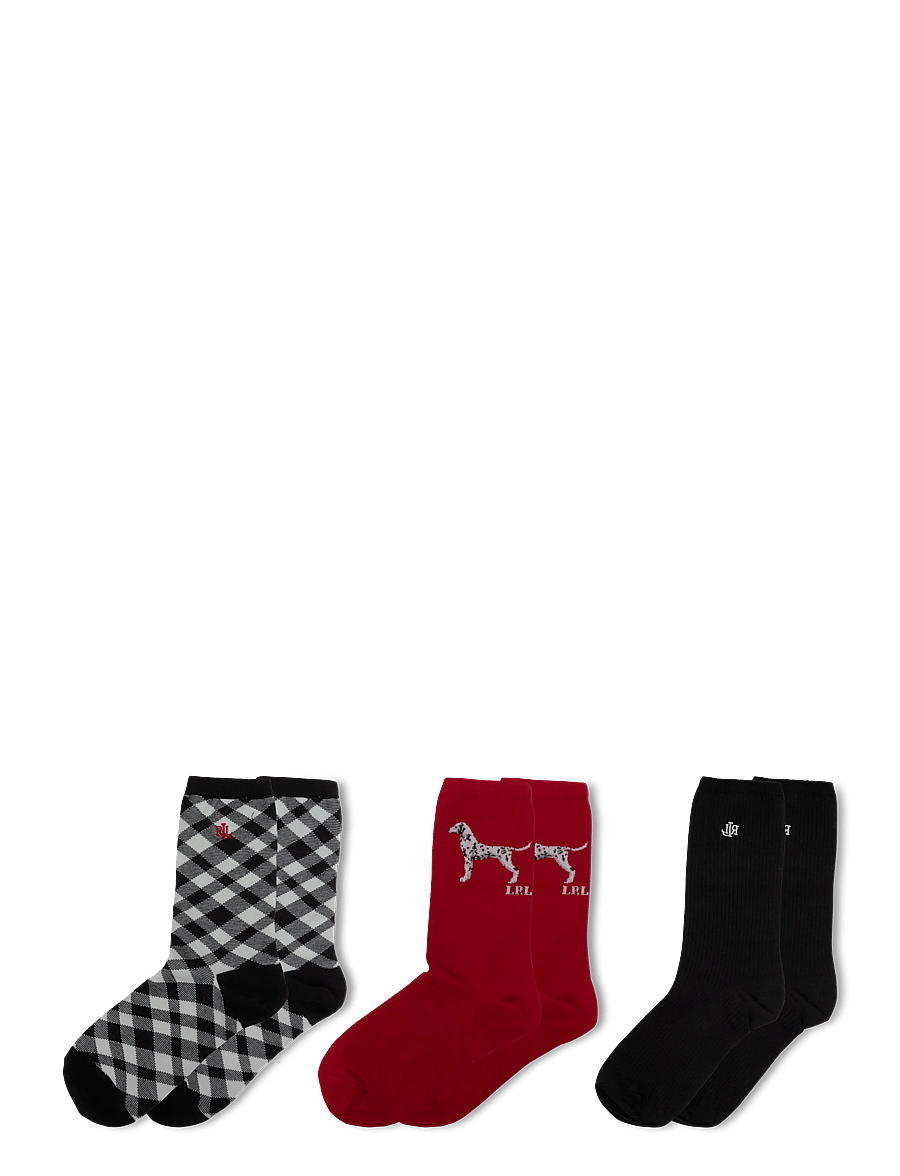 Lauren Ralph Lauren - Patterned Cotton-Blend Crew Sock 3-Pack - normale socken - red/ black - 1