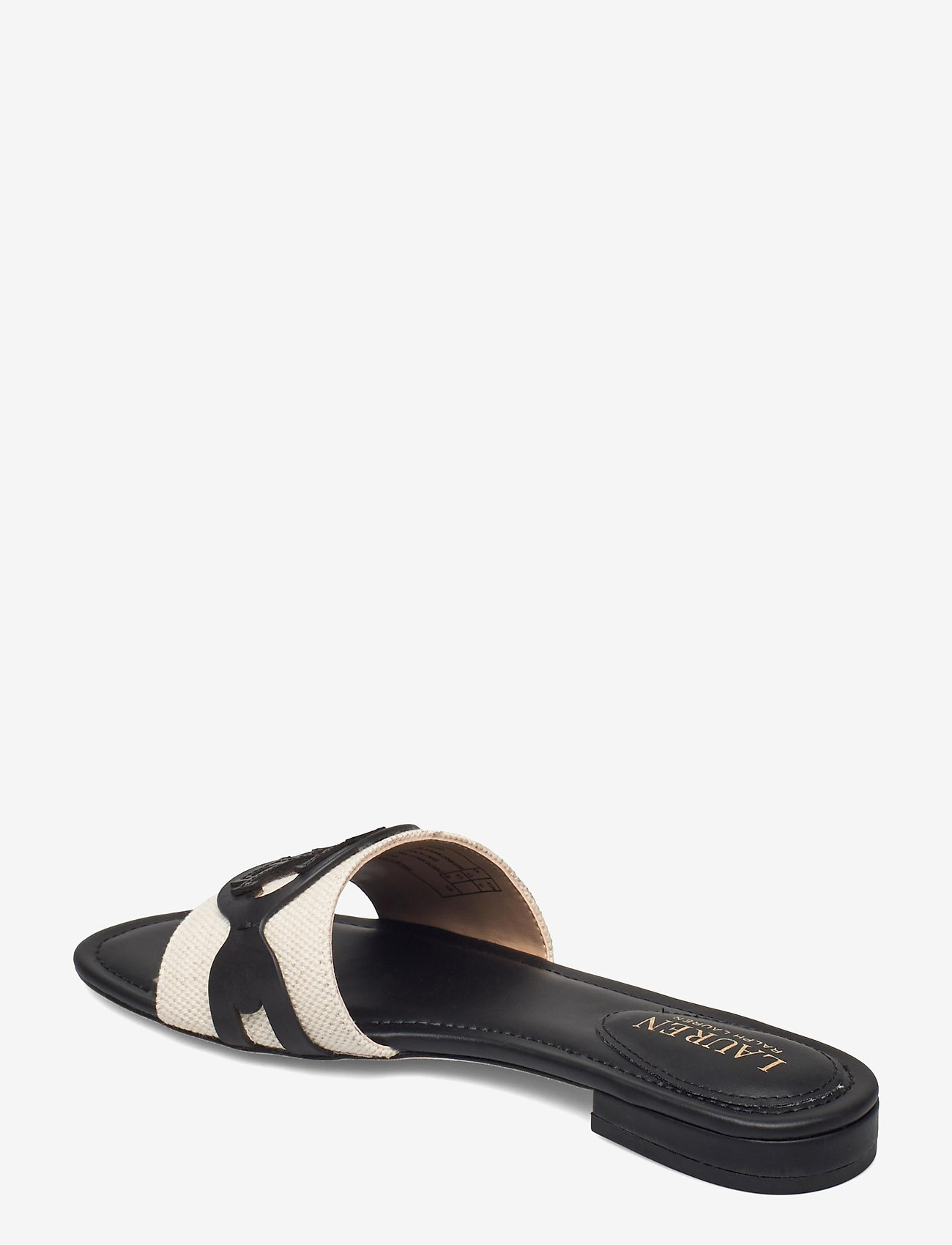 Lauren Ralph Lauren - Alegra Canvas-Leather Slide Sandal - flade sandaler - natural/black - 2