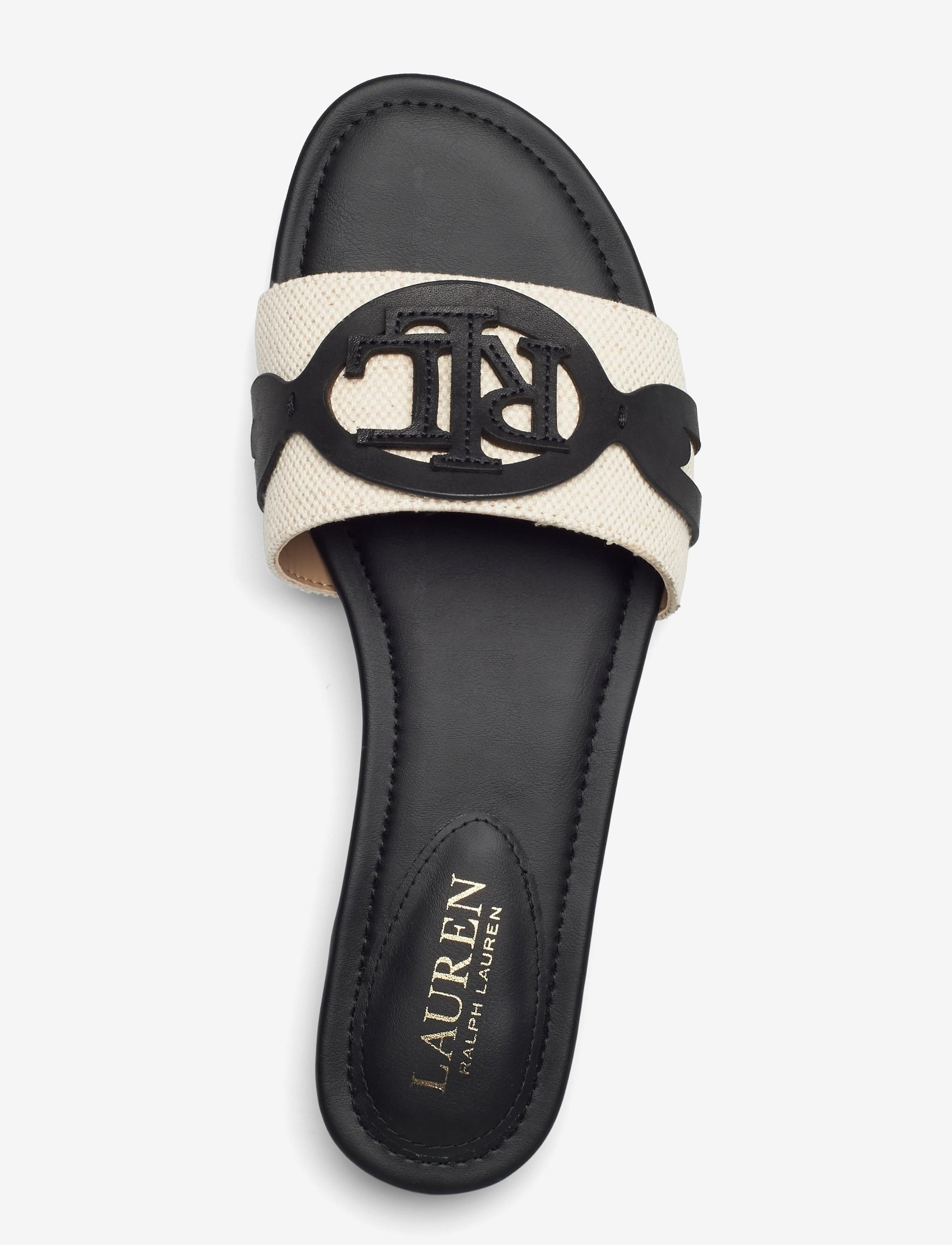 Lauren Ralph Lauren - Alegra Canvas-Leather Slide Sandal - flache sandalen - natural/black - 3