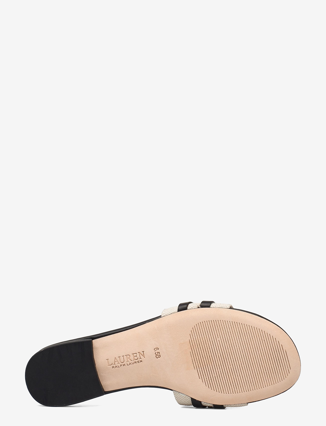 Lauren Ralph Lauren - Alegra Canvas-Leather Slide Sandal - flade sandaler - natural/black - 4