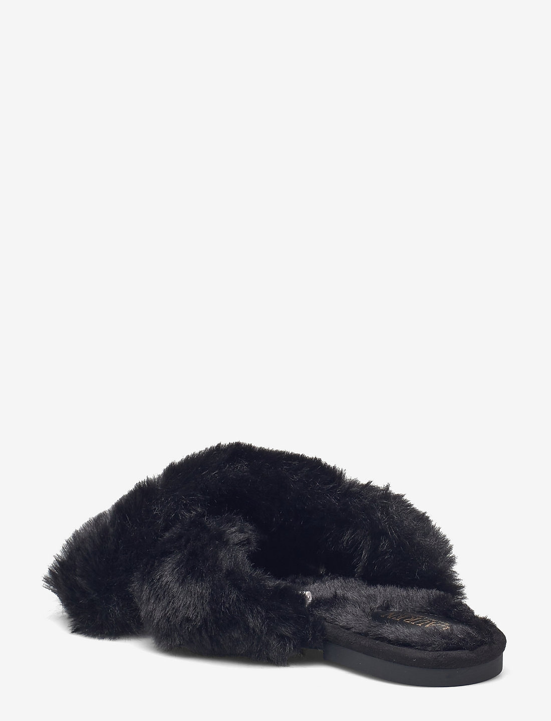 Black fur slippers deals