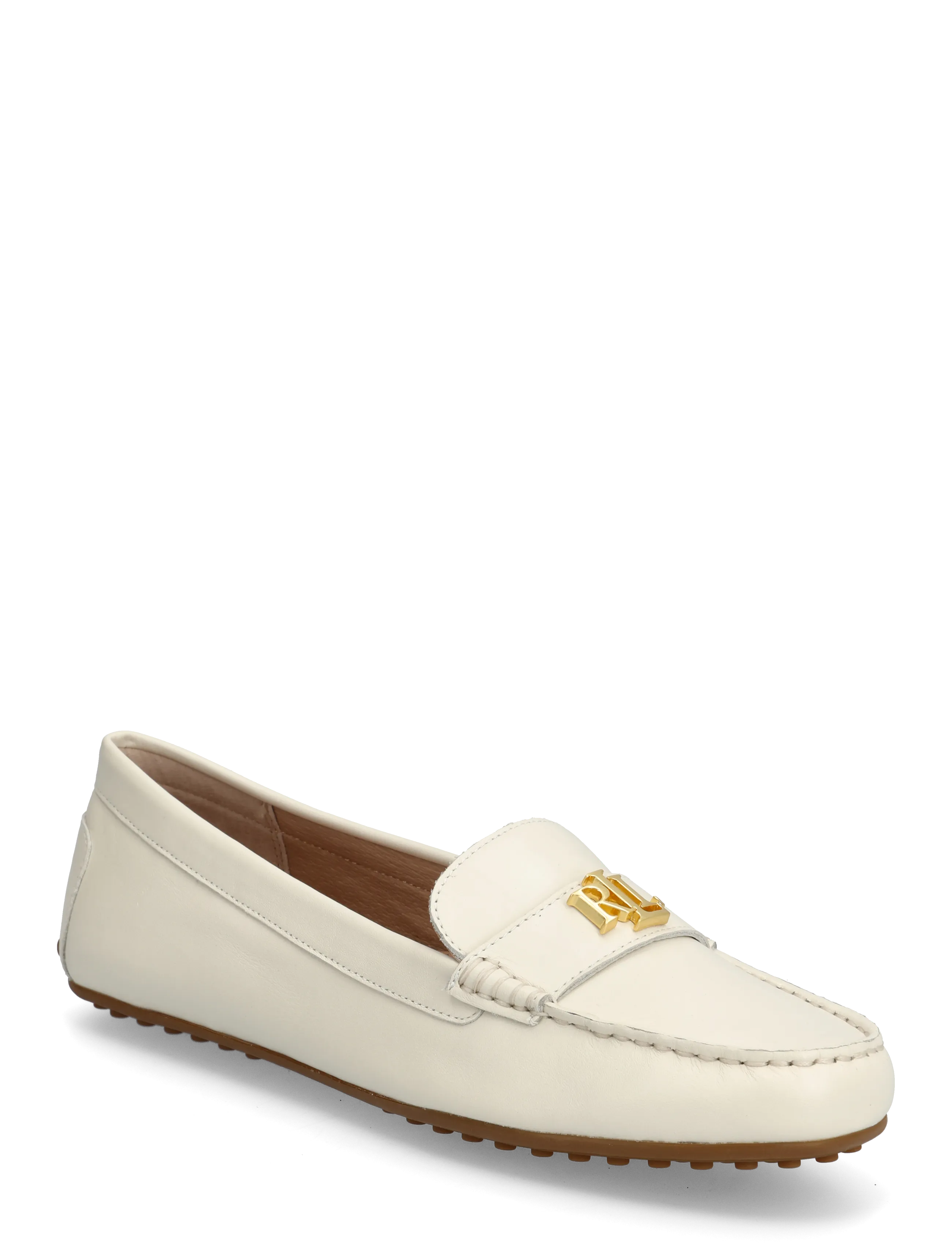 Lauren Ralph Lauren Barnsbury Nappa Leather Driver - Loafers - SOFT WHITE WITH G / brown