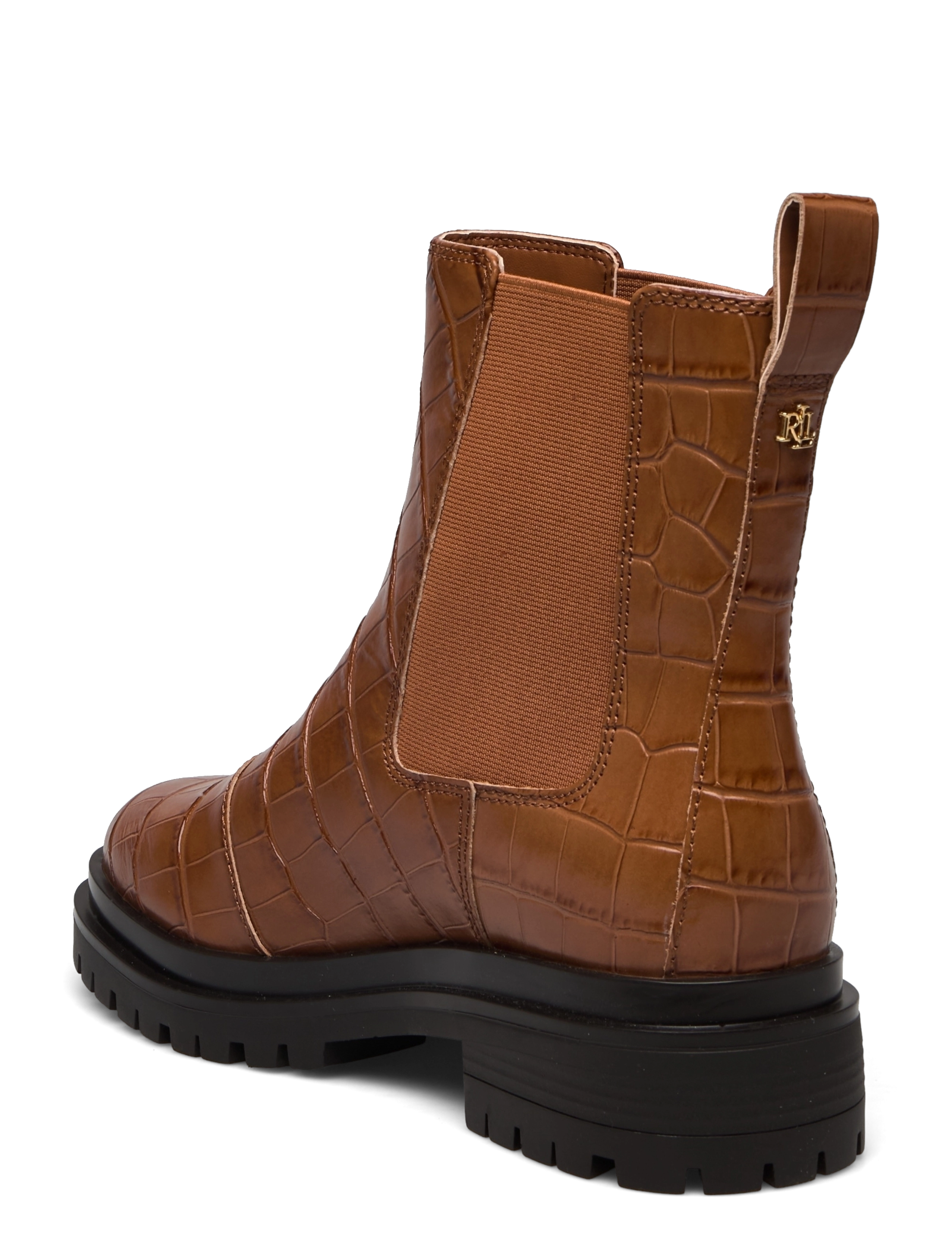 Lauren Ralph Lauren - Corinne Embossed Leather Bootie - honey - 2
