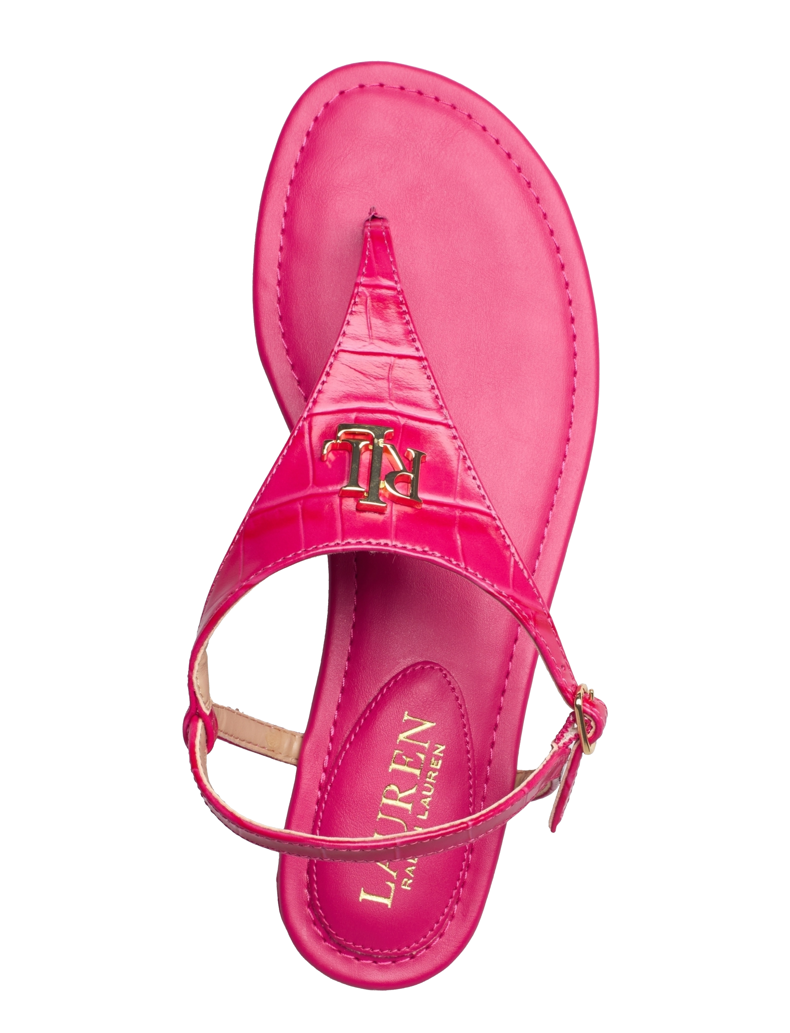 Lauren Ralph Lauren - Ellington Embossed Leather Sandal - sport pink - 3