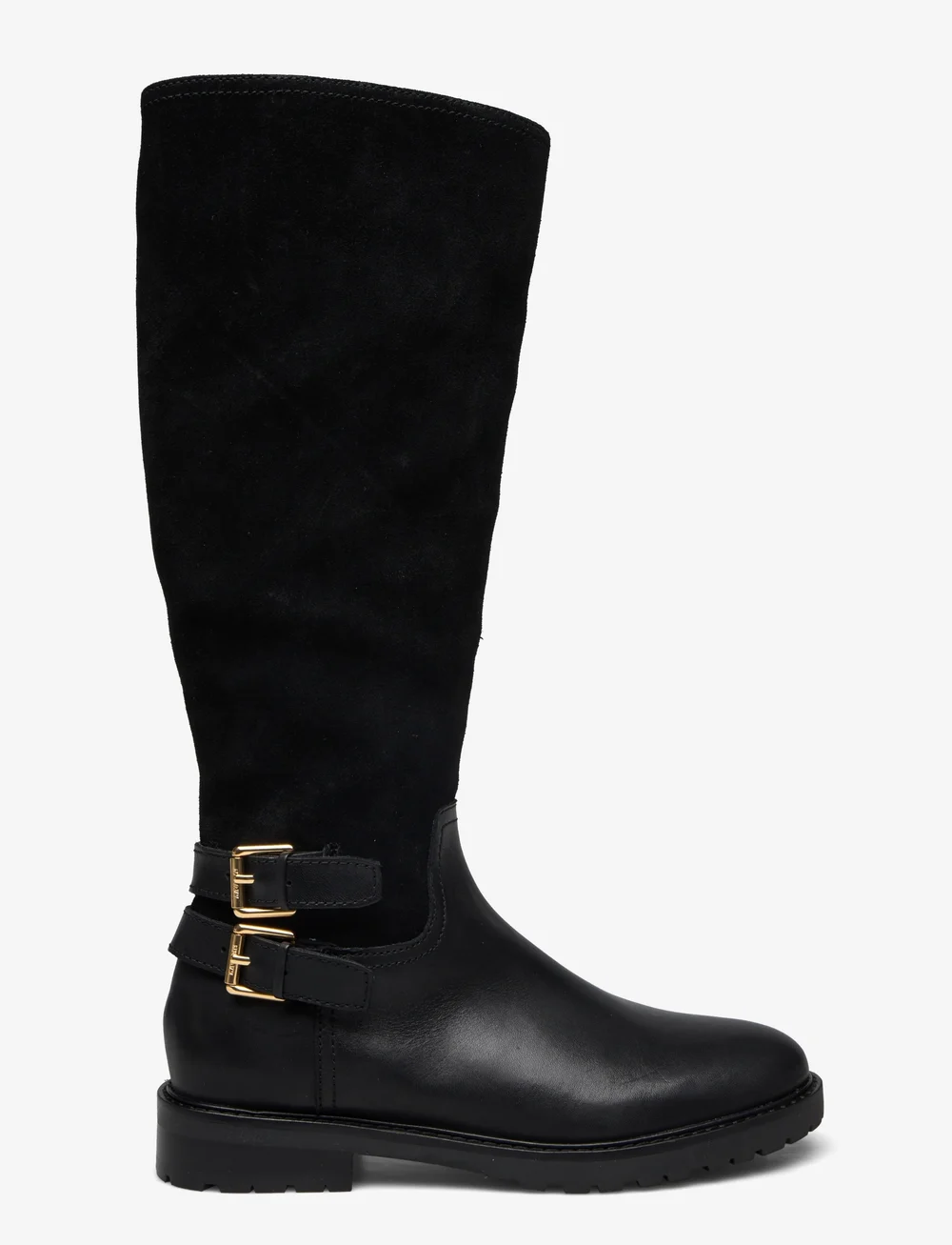 Black leather and suede riding boots outlet