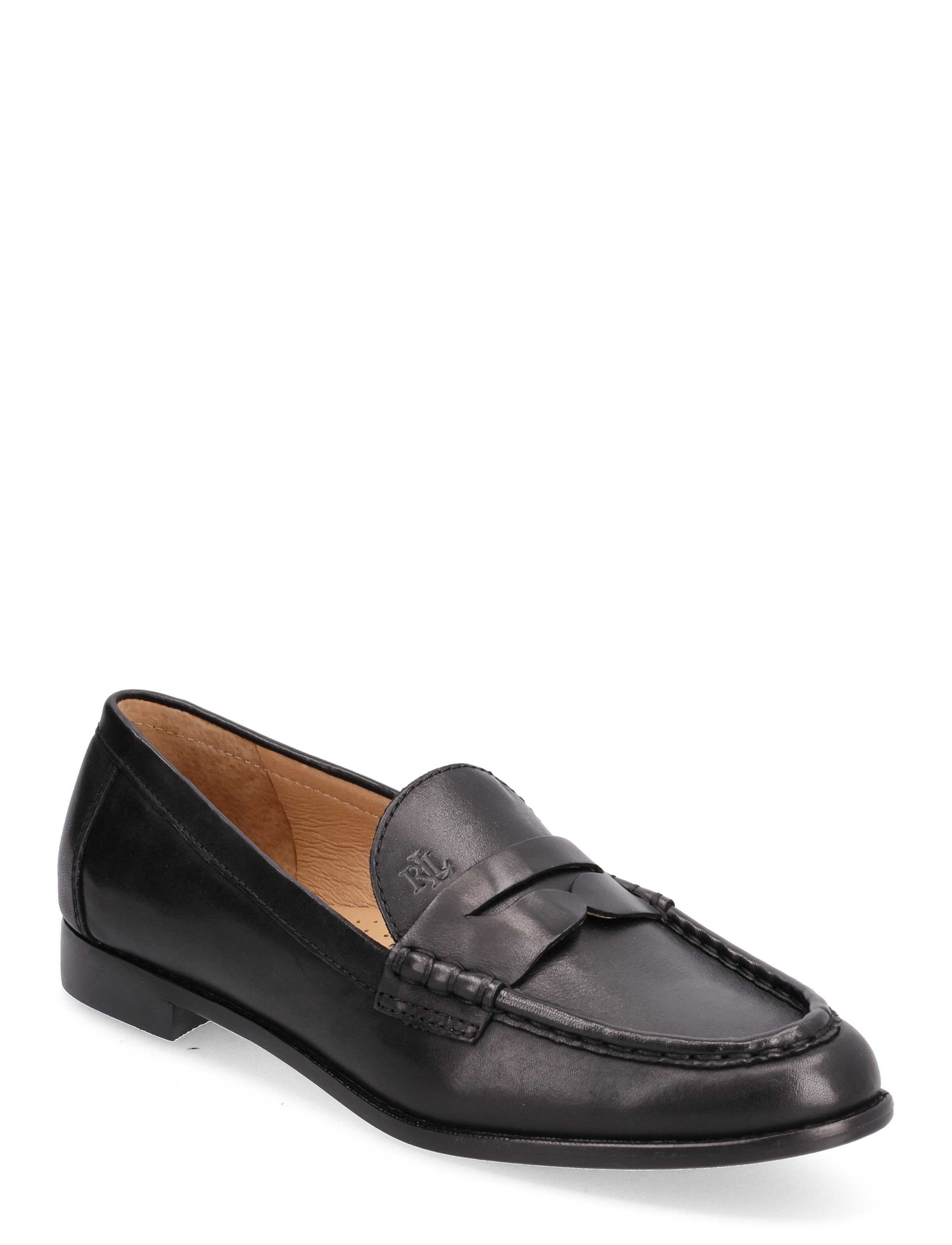 Lauren Ralph Lauren Wynnie Burnished Leather Loafer - Sko - BLACK / black