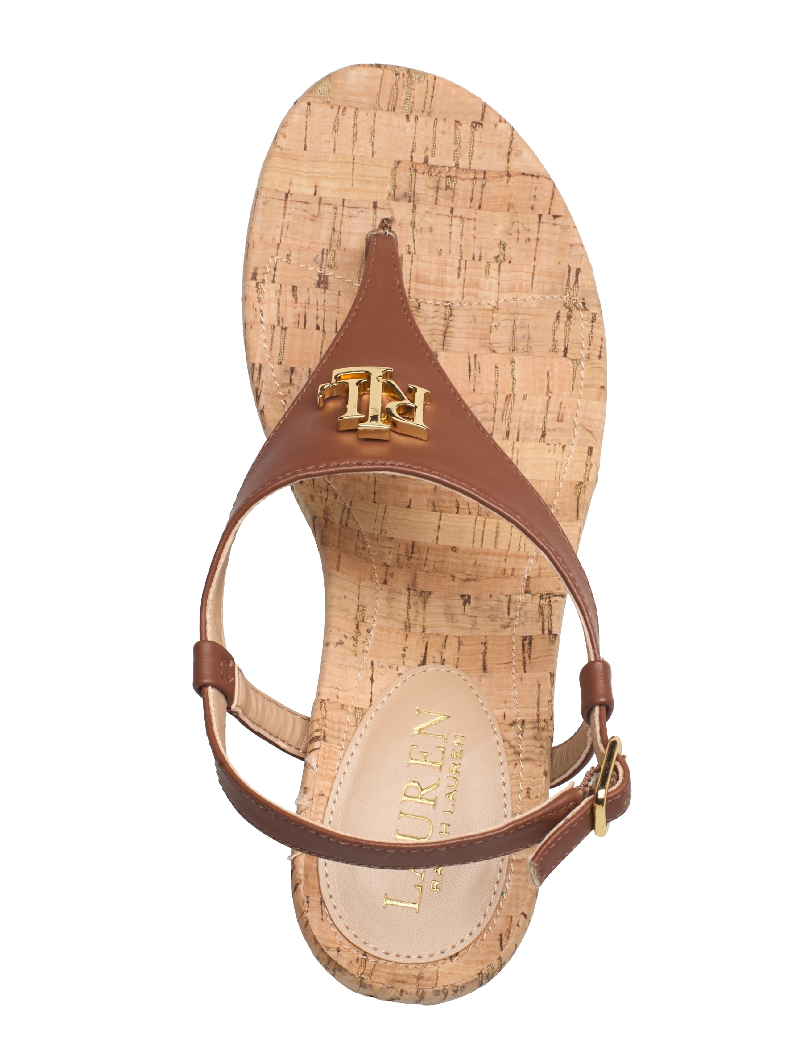 Lauren Ralph Lauren - Jeannie Faux-Leather Sandal - deep saddle tan - 3