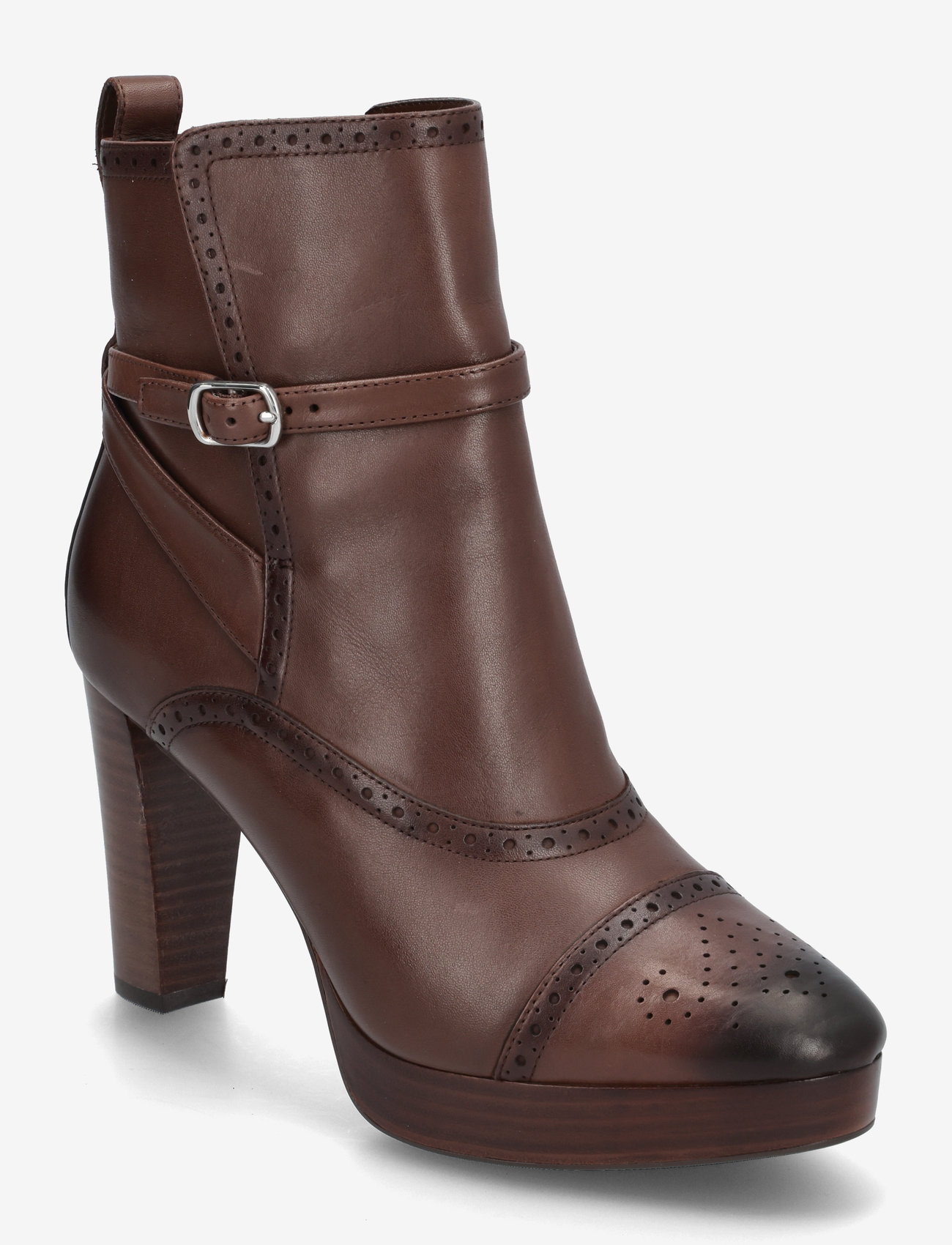 Lauren Ralph Lauren Mckinsey Burnished Leather Bootie (RAF802908331)  Heeled ankle boots