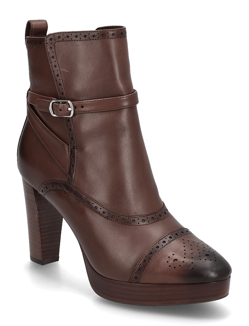 Lauren Ralph Lauren Mckinsey Burnished Leather Bootie (RAF802908331) Heeled ankle boots