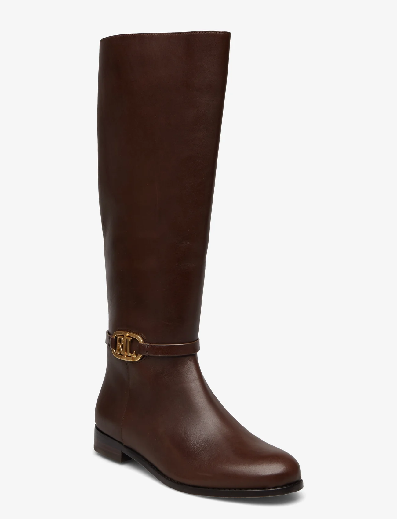 Lauren Ralph Lauren - Bridgette Burnished Leather Tall Boot - sievietēm - chestnut brown - 0