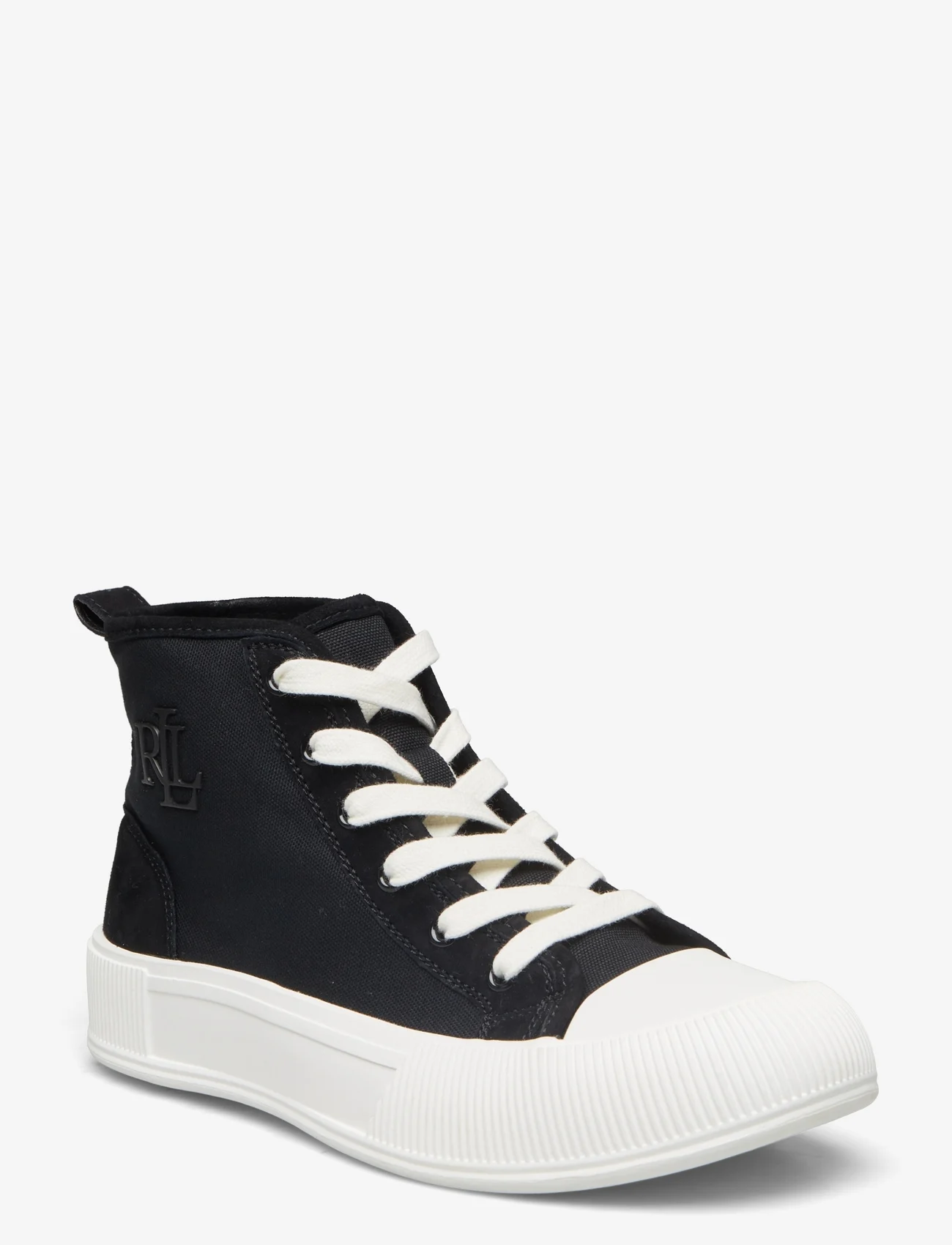 Lauren Ralph Lauren - Dakota Canvas & Suede High-Top Sneaker - sportiska stila apavi ar paaugstinātu potītes daļu - black - 0
