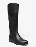 Justine Burnished Leather Riding Boot - BLACK