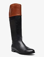 Justine Burnished Leather Riding Boot - BLACK/DEEP SADDLE