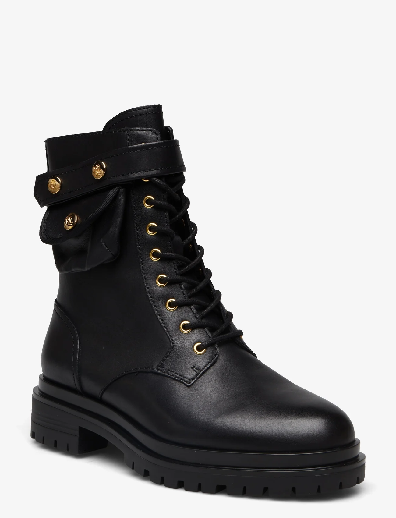 Lauren Ralph Lauren - Cammie Burnished Leather Boot - suvarstomi aulinukai - black - 0
