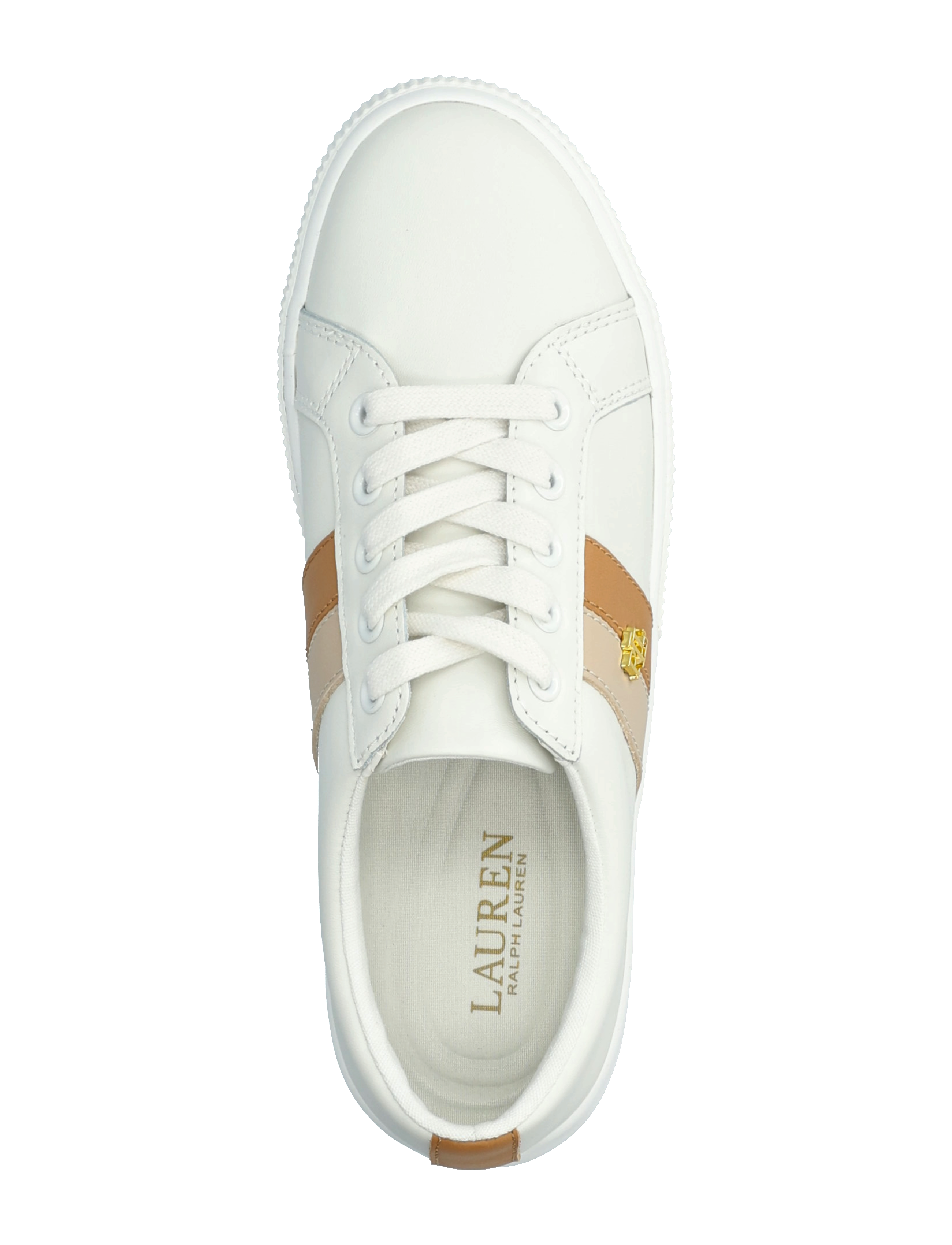 Lauren Ralph Lauren - Janson II Leather Sneaker - sutvirtinimas - snow white/explor - 3