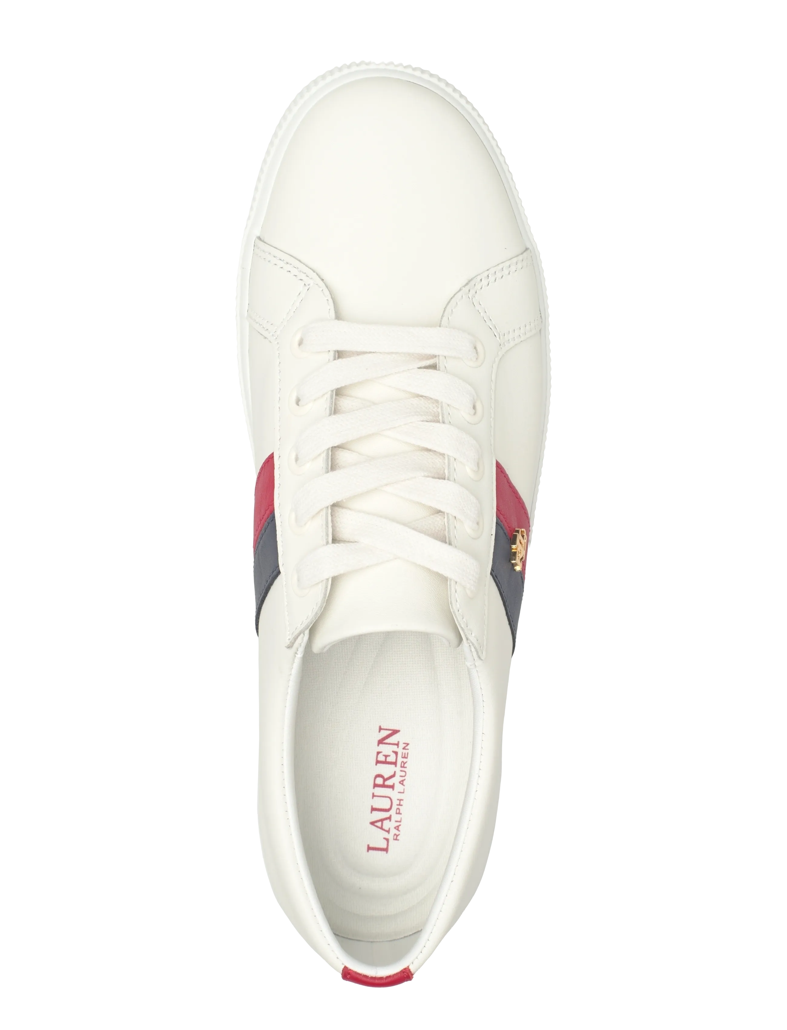 Lauren Ralph Lauren - Janson II Leather Sneaker - confirmation - snw wht/fstv red - 3