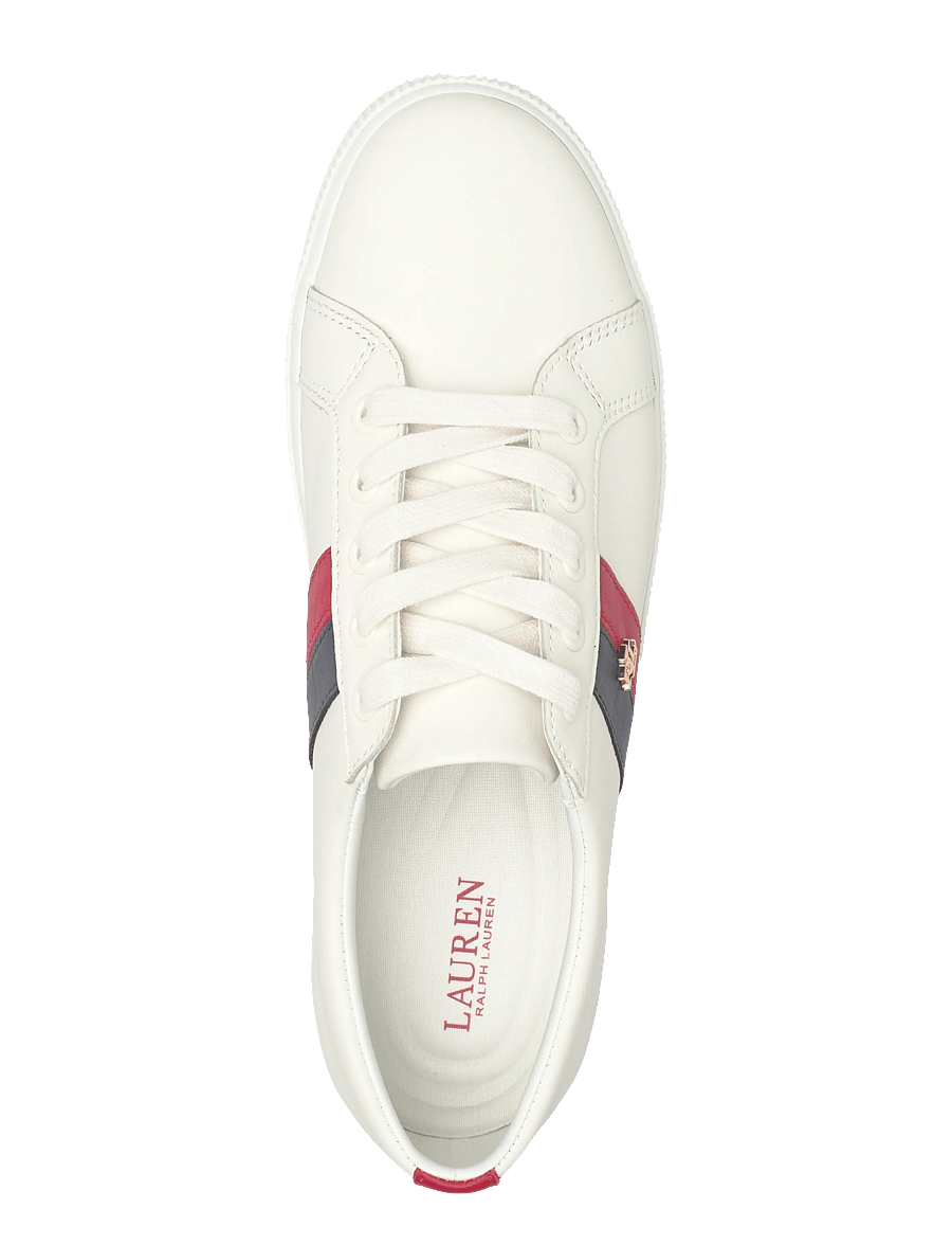 Lauren Ralph Lauren - Janson II Leather Sneaker - confirmation - snw wht/fstv red - 3