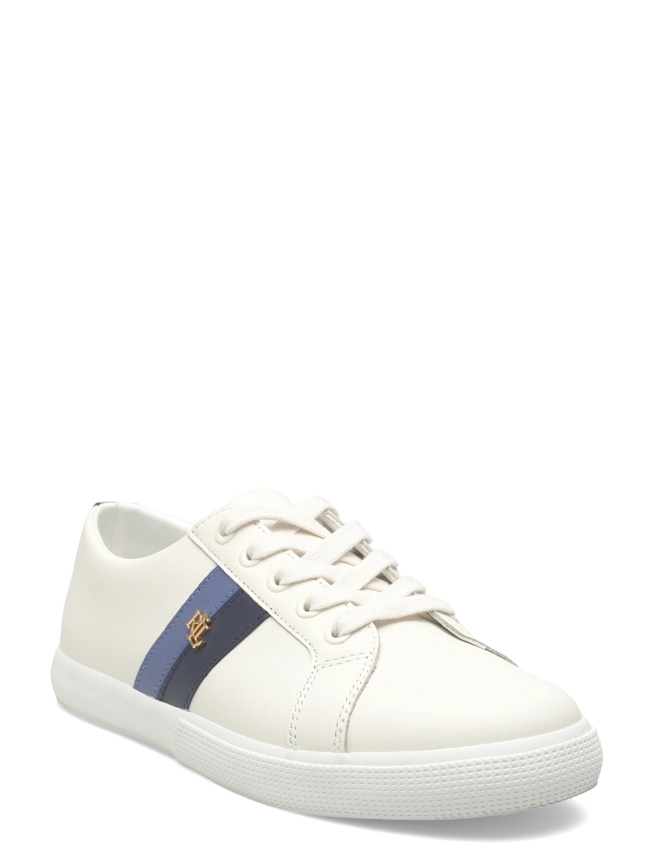 Lauren Ralph Lauren Janson II Leather Sneaker - Transitional Layering - SNW WHT/RFNDNVY/C / white