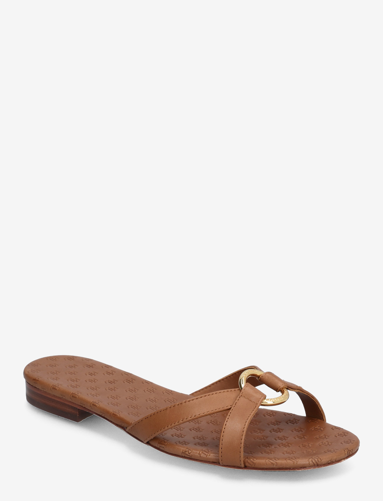Lauren Ralph Lauren Emmy Burnished Leather Slide Sandal