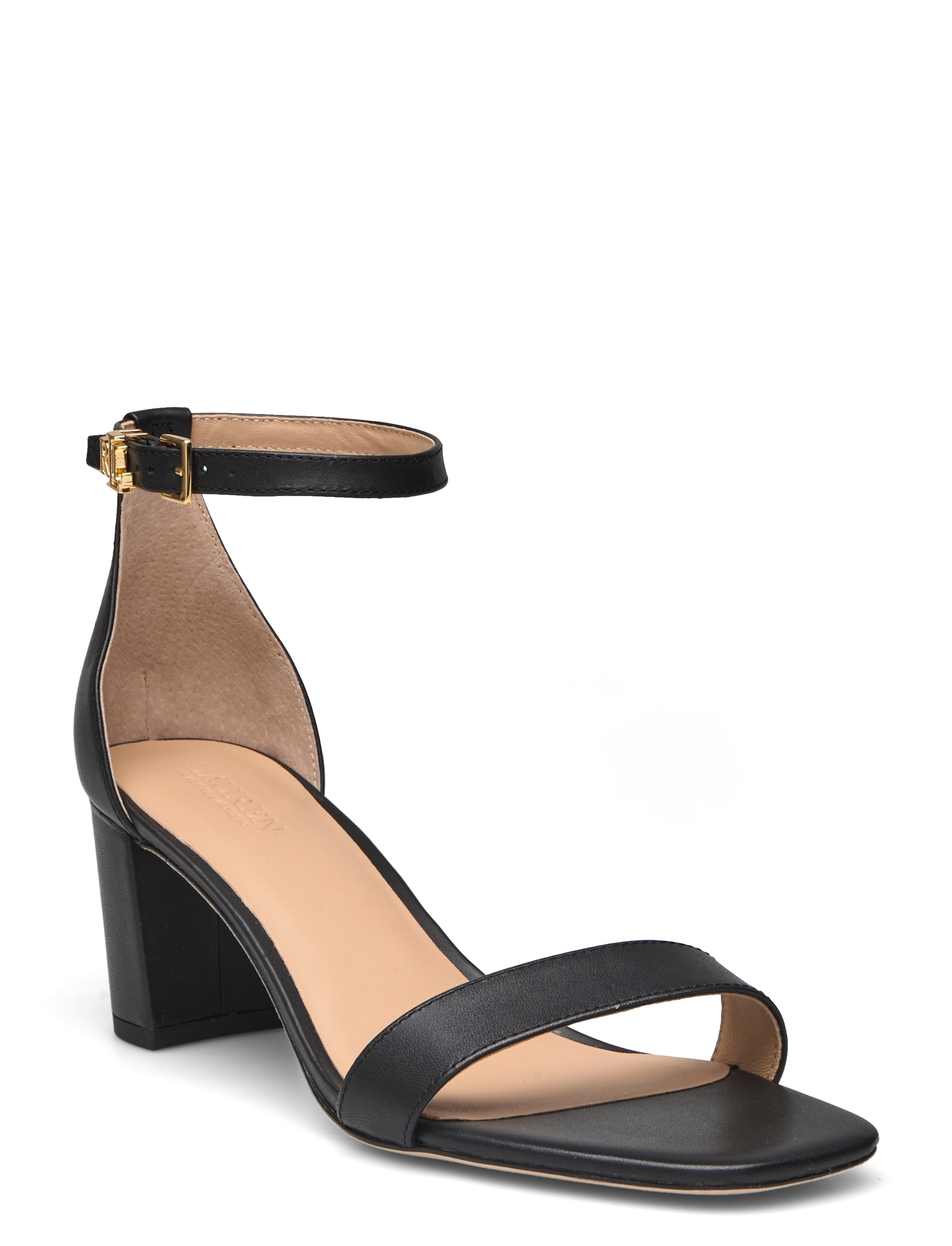 Lauren Ralph Lauren Logan Burnished Leather Sandal - Sko - BLACK / black