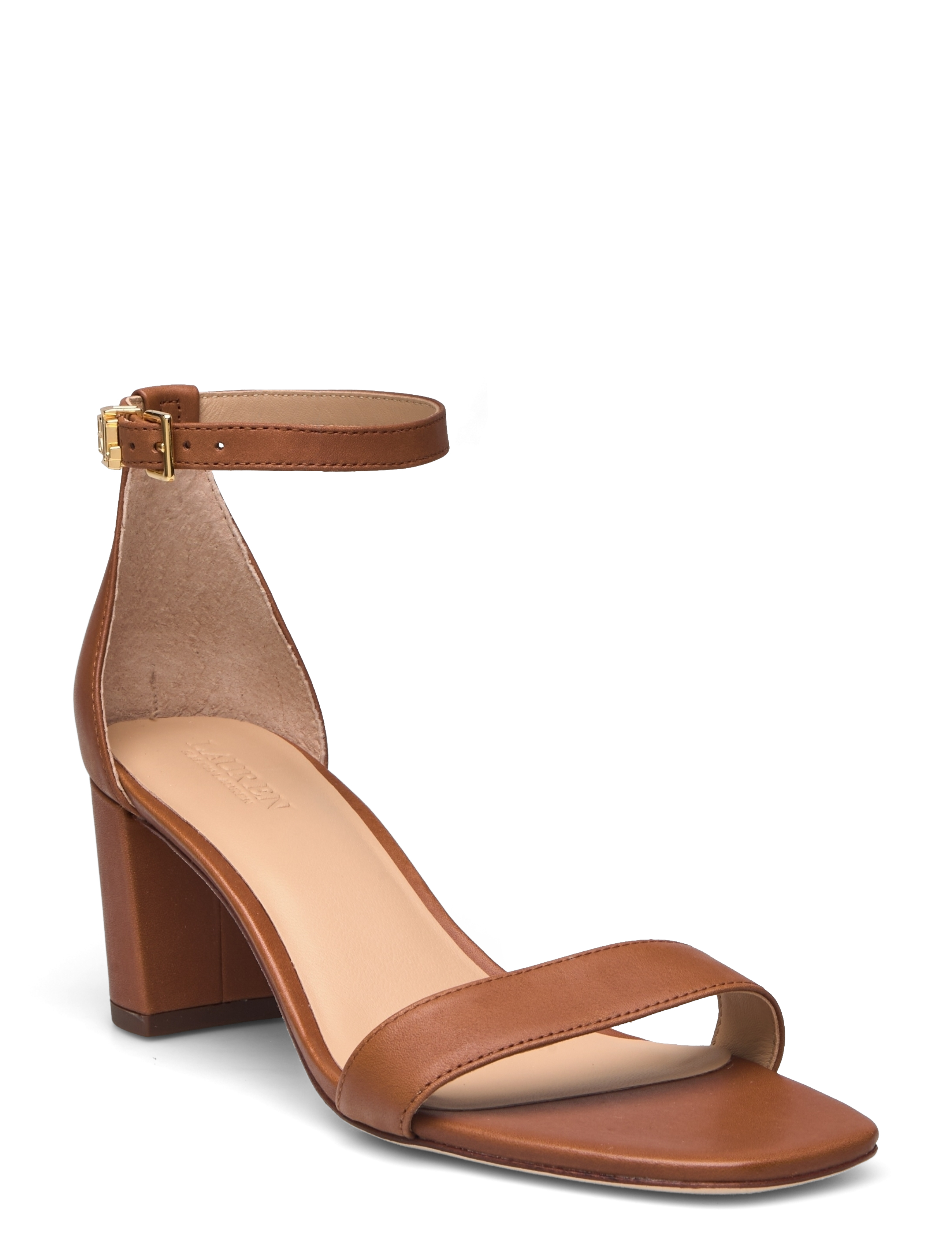 Lauren Ralph Lauren Logan Burnished Leather Sandal - Sandaler - DEEP SADDLE TAN / brown