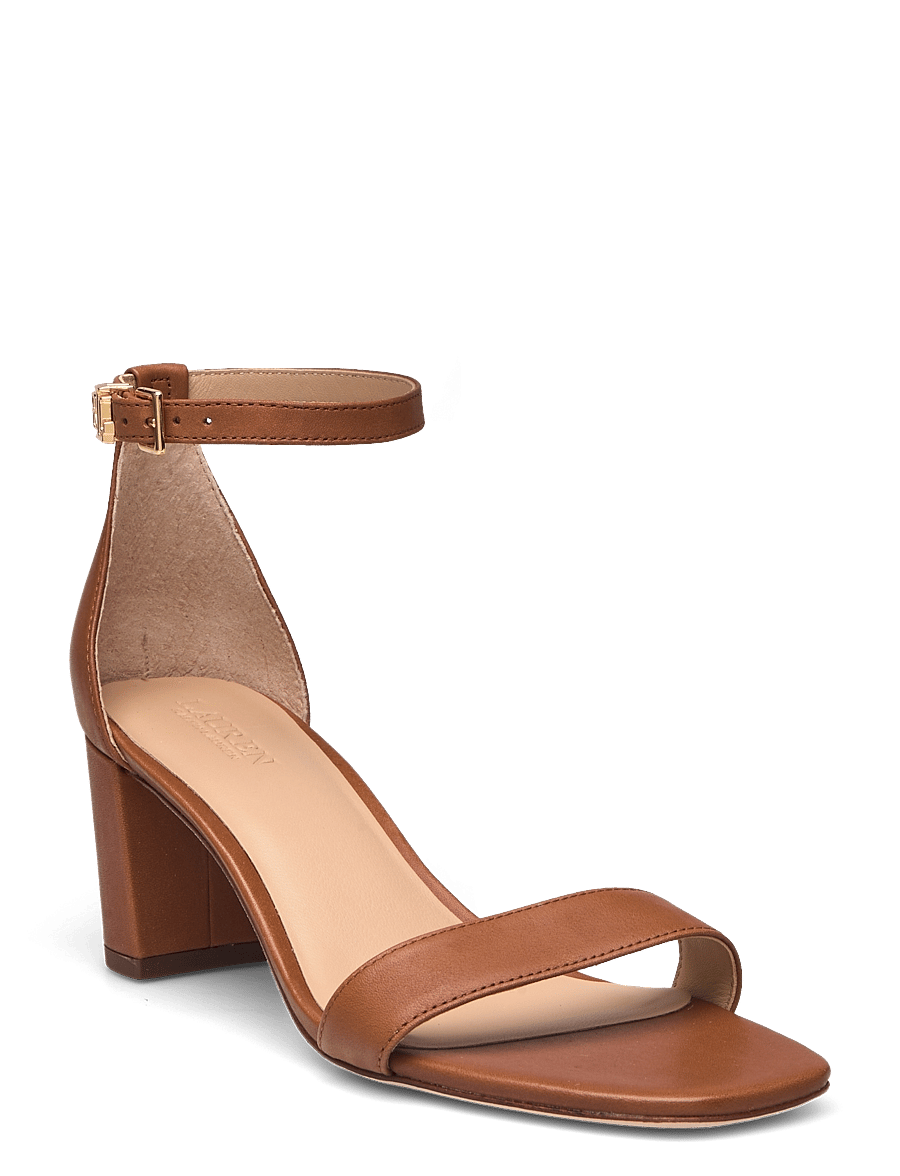 Lauren Ralph Lauren - Logan Burnished Leather Sandal - deep saddle tan - 0