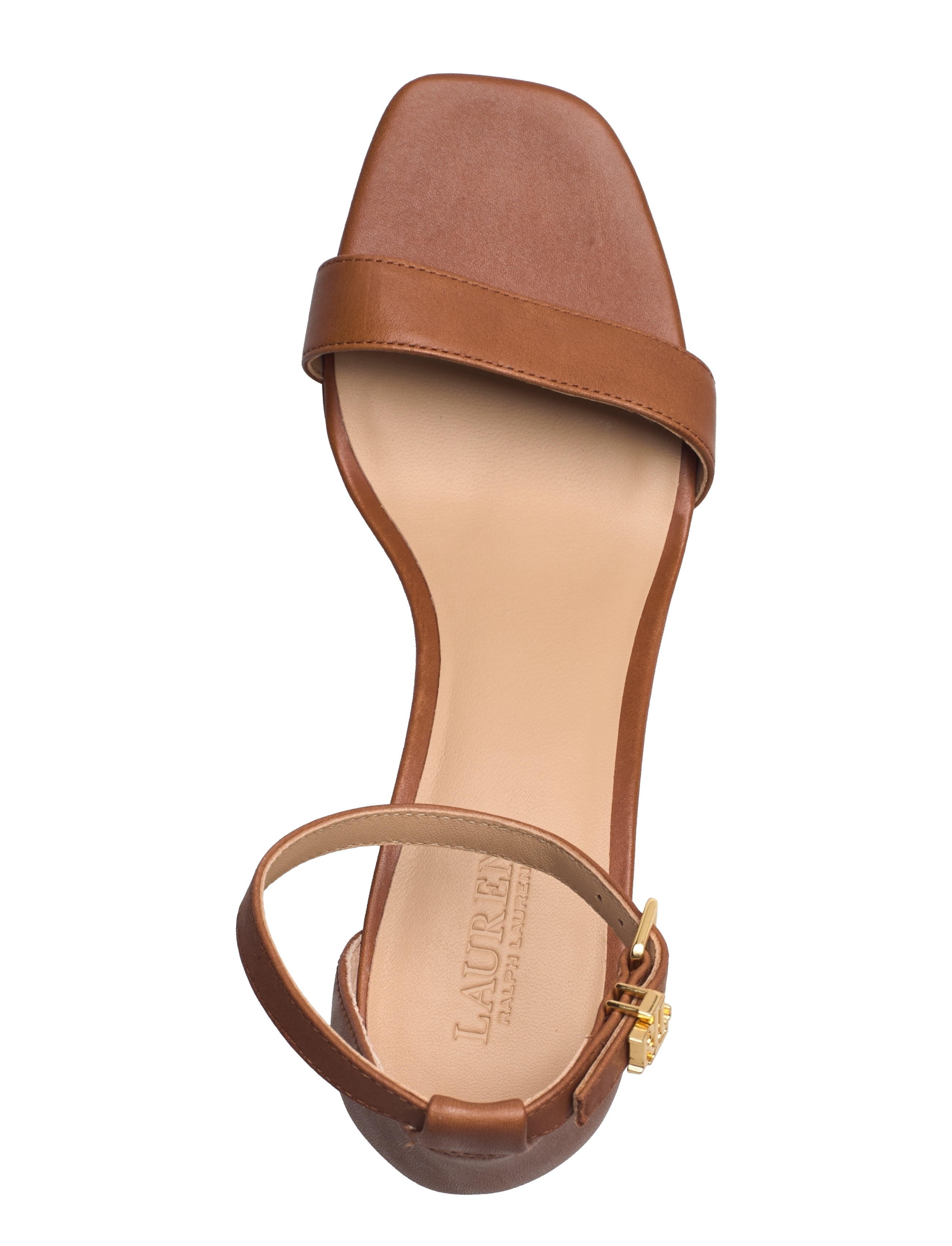 Lauren Ralph Lauren - Logan Burnished Leather Sandal - deep saddle tan - 3